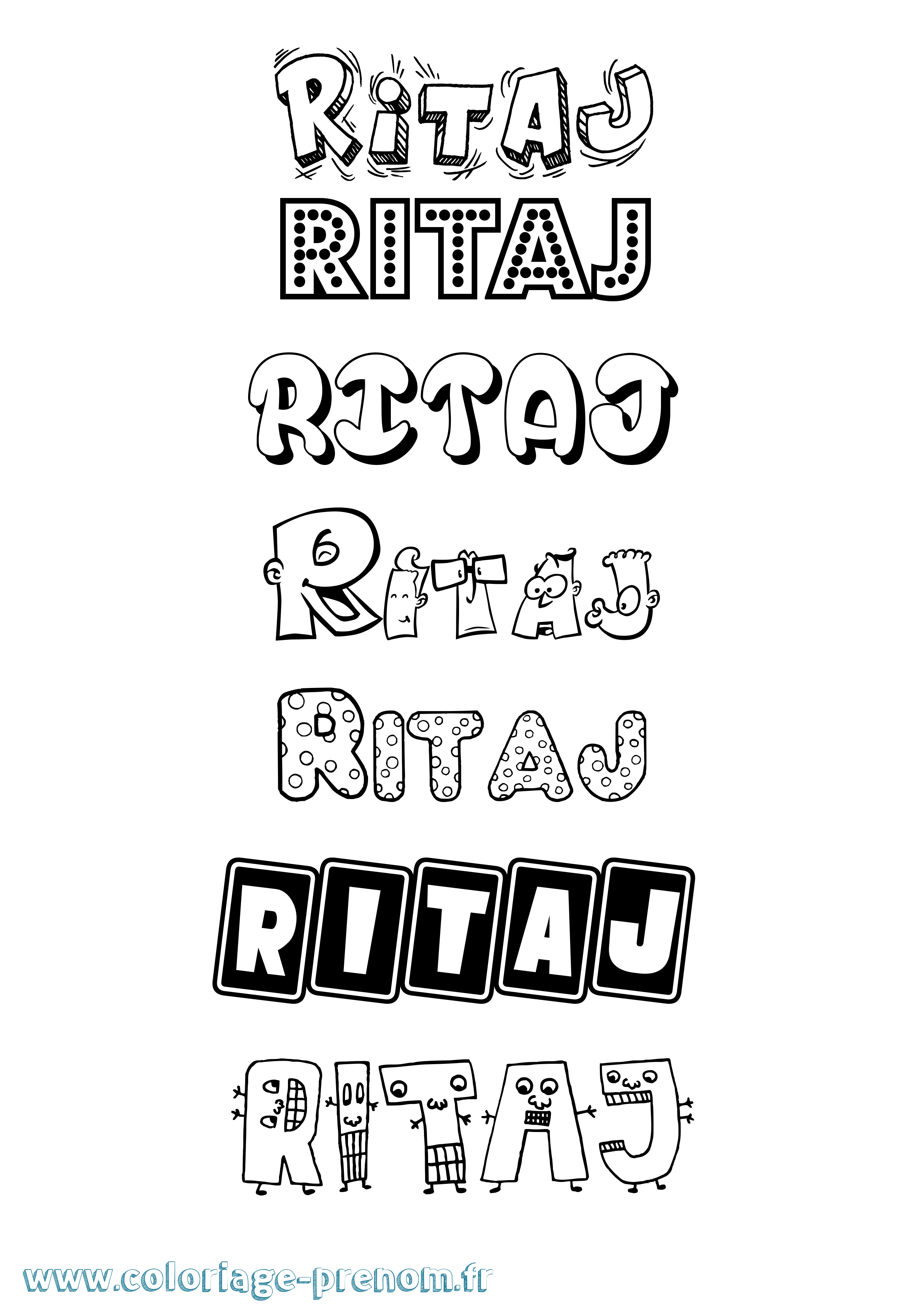 Coloriage prénom Ritaj Fun