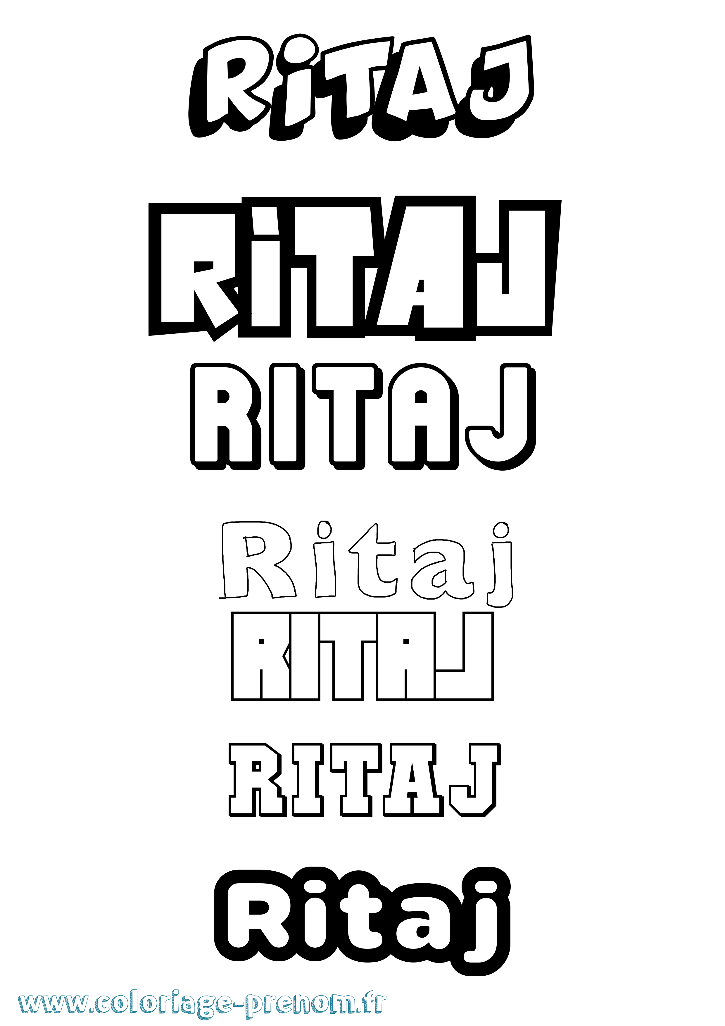 Coloriage prénom Ritaj Simple