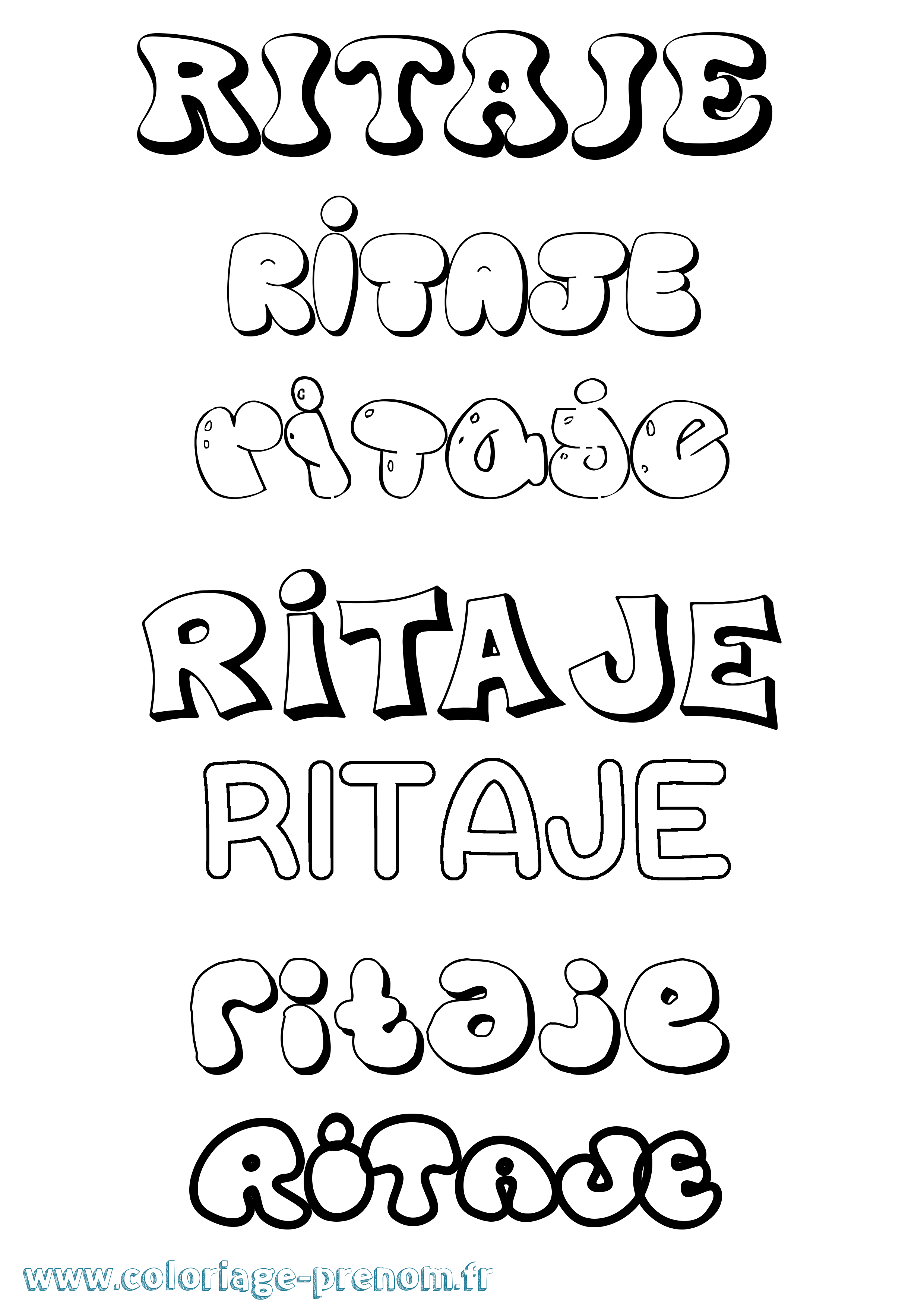 Coloriage prénom Ritaje Bubble