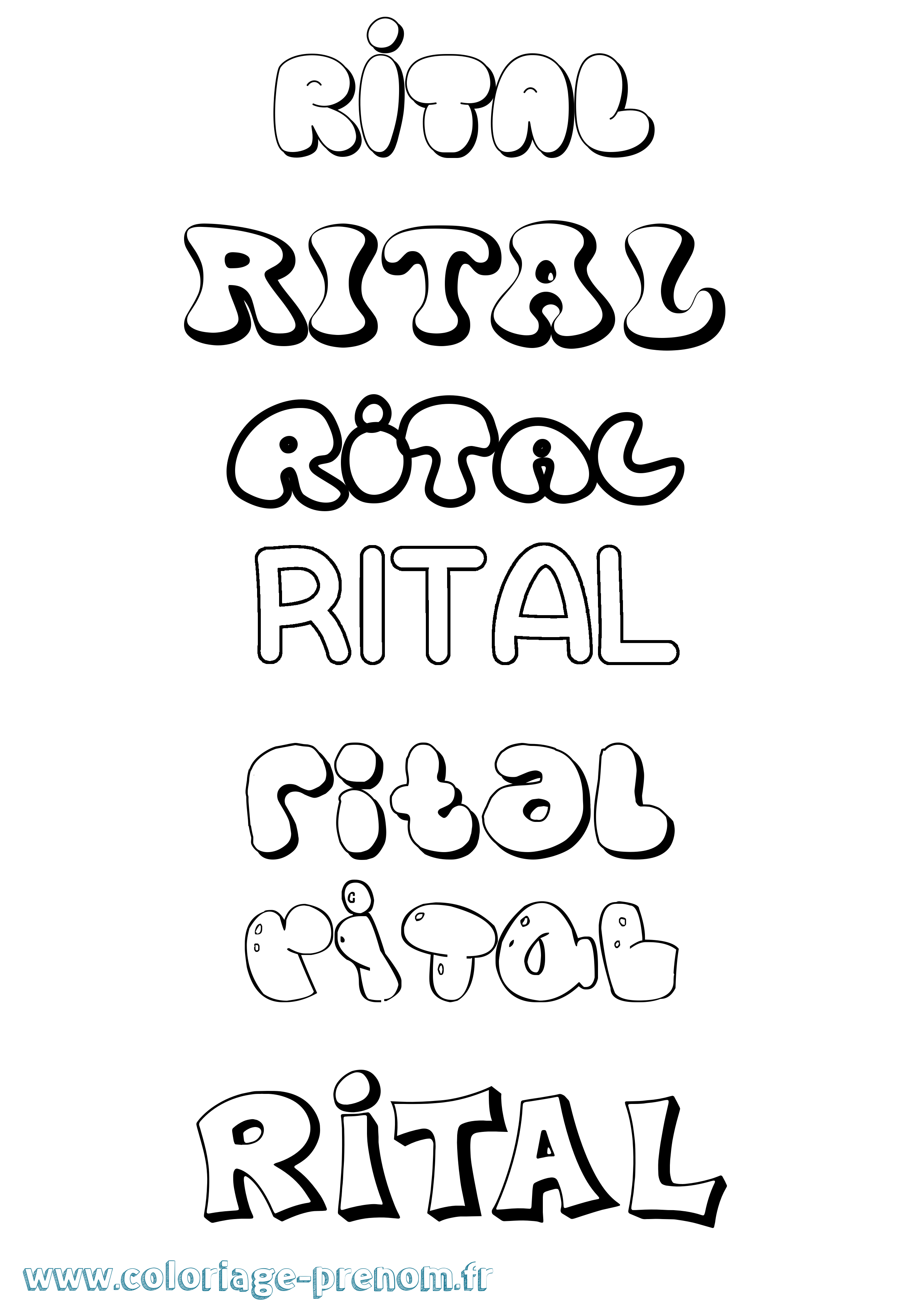 Coloriage prénom Rital Bubble