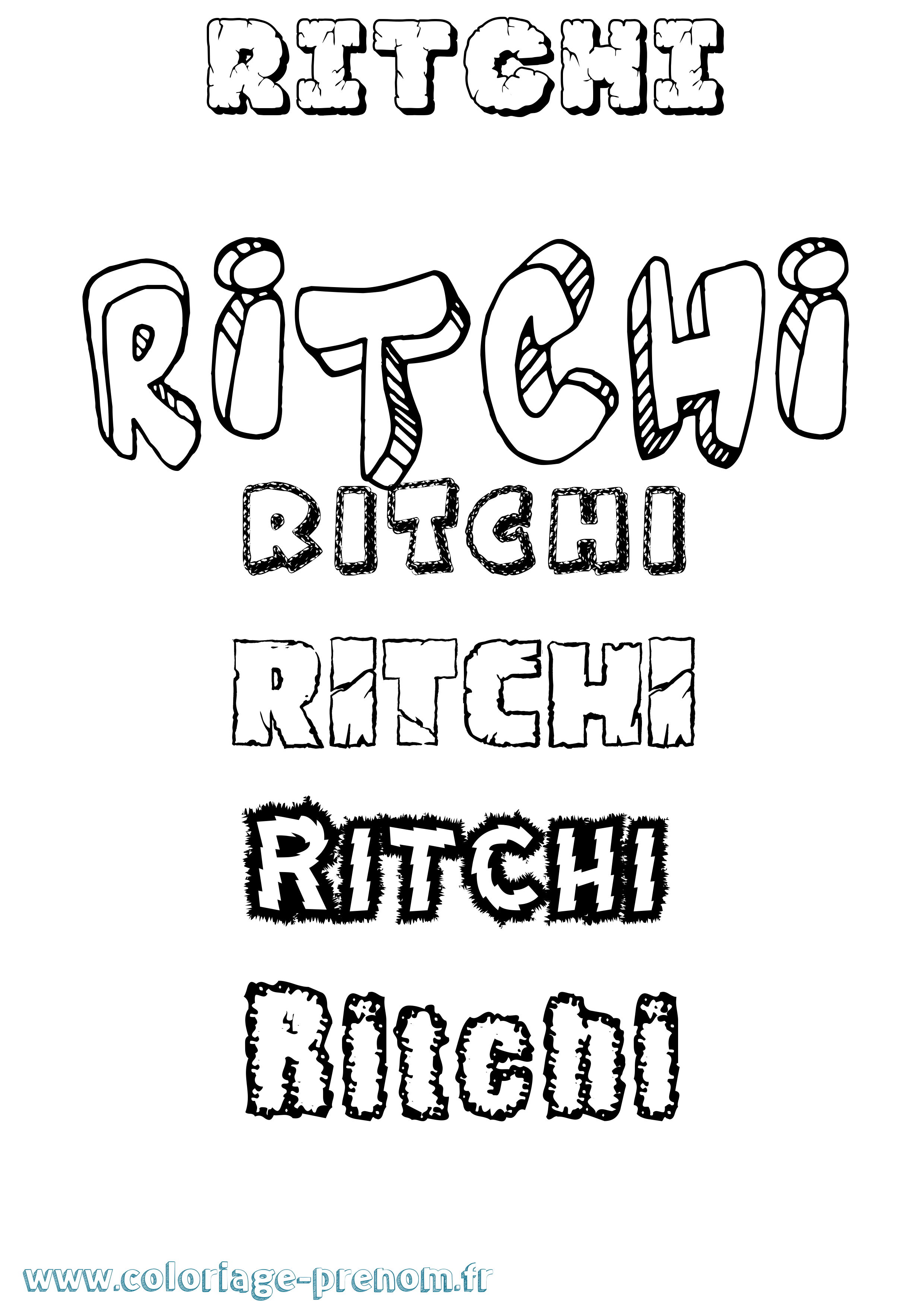 Coloriage prénom Ritchi Destructuré