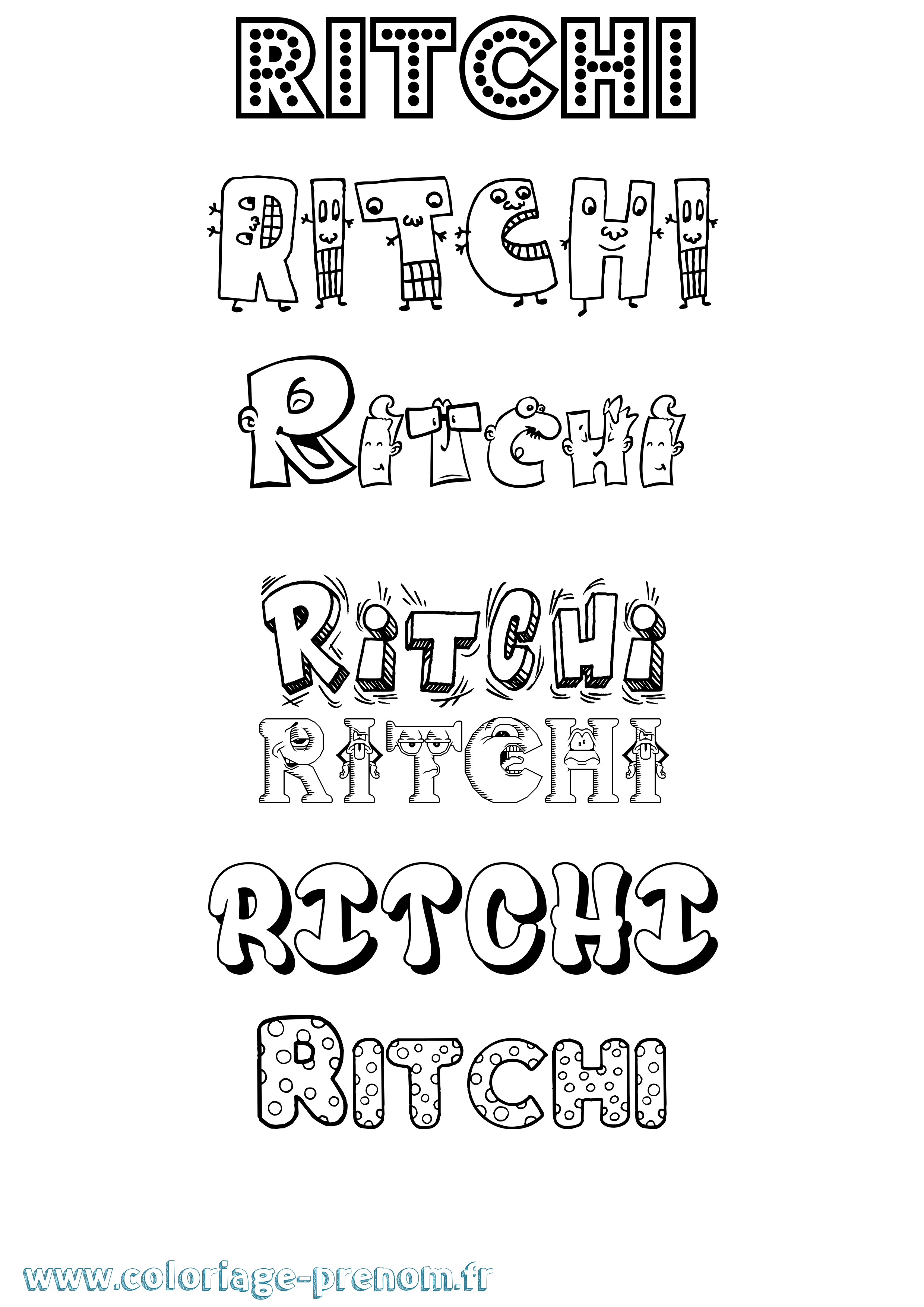 Coloriage prénom Ritchi Fun