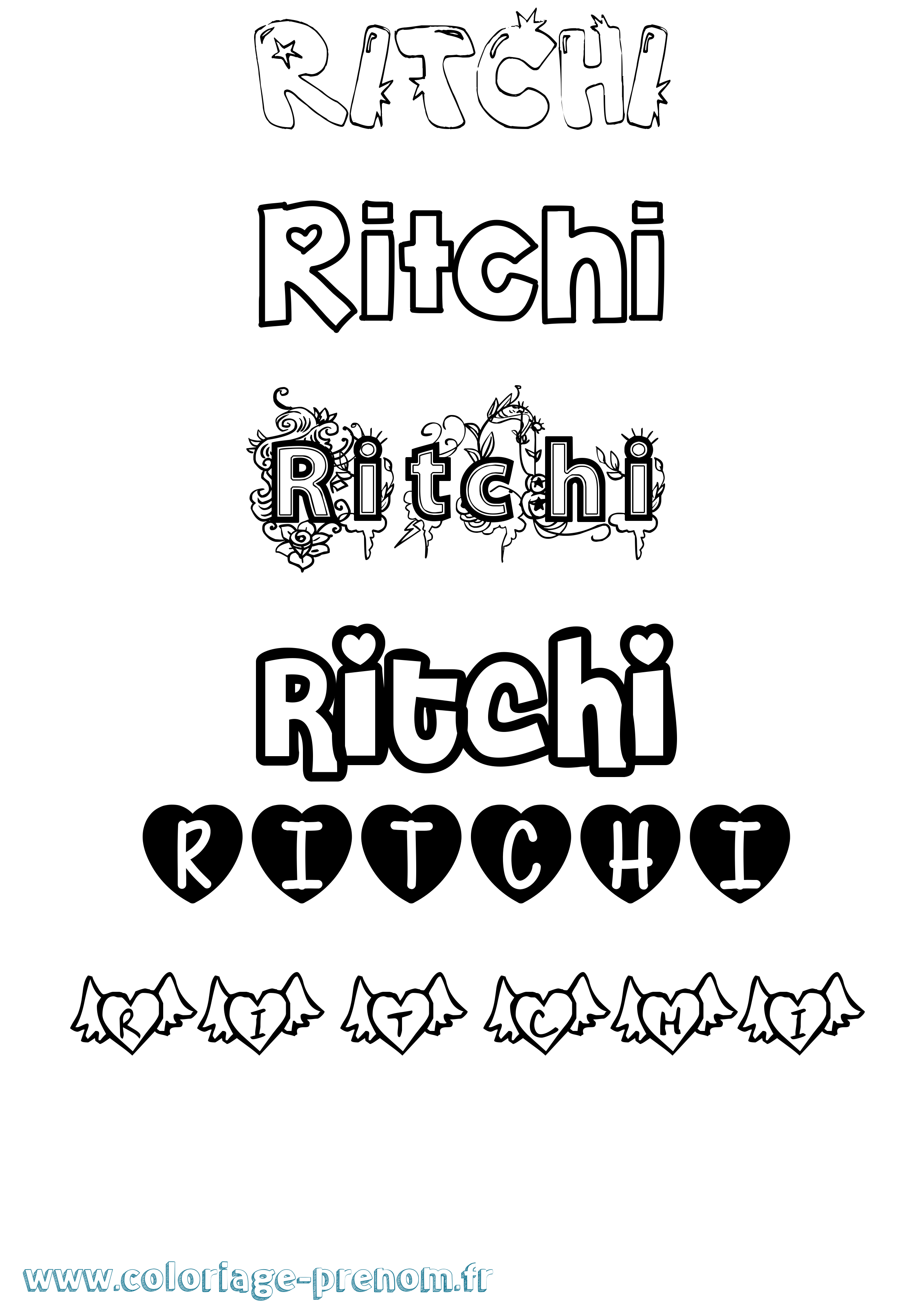 Coloriage prénom Ritchi Girly