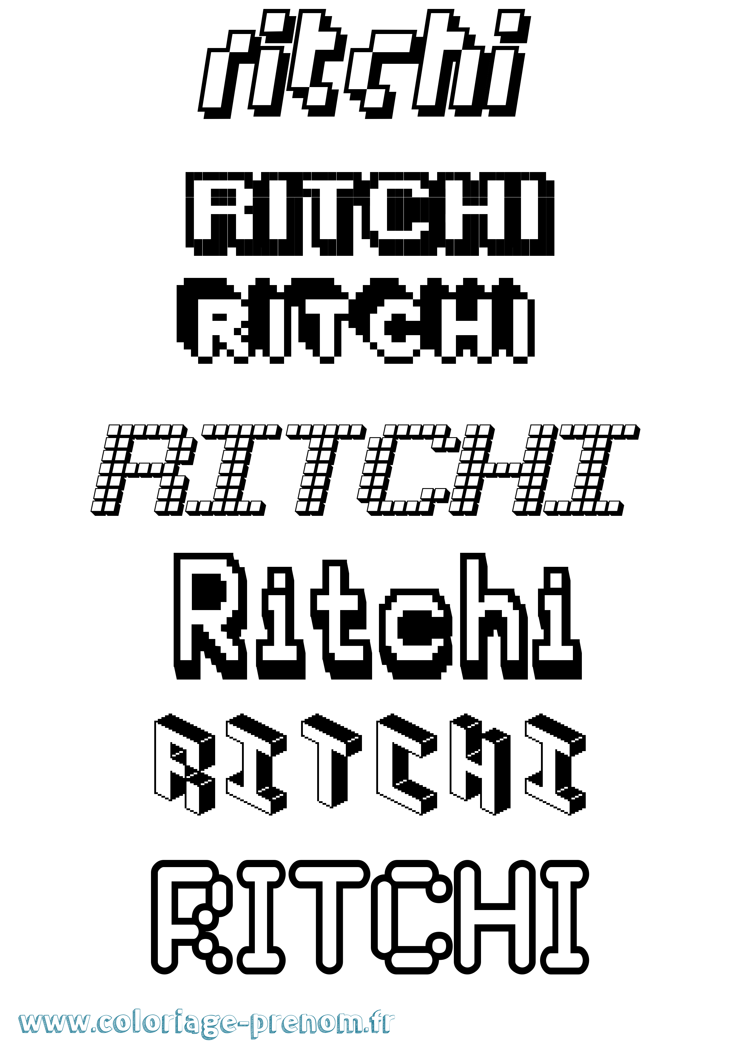 Coloriage prénom Ritchi Pixel