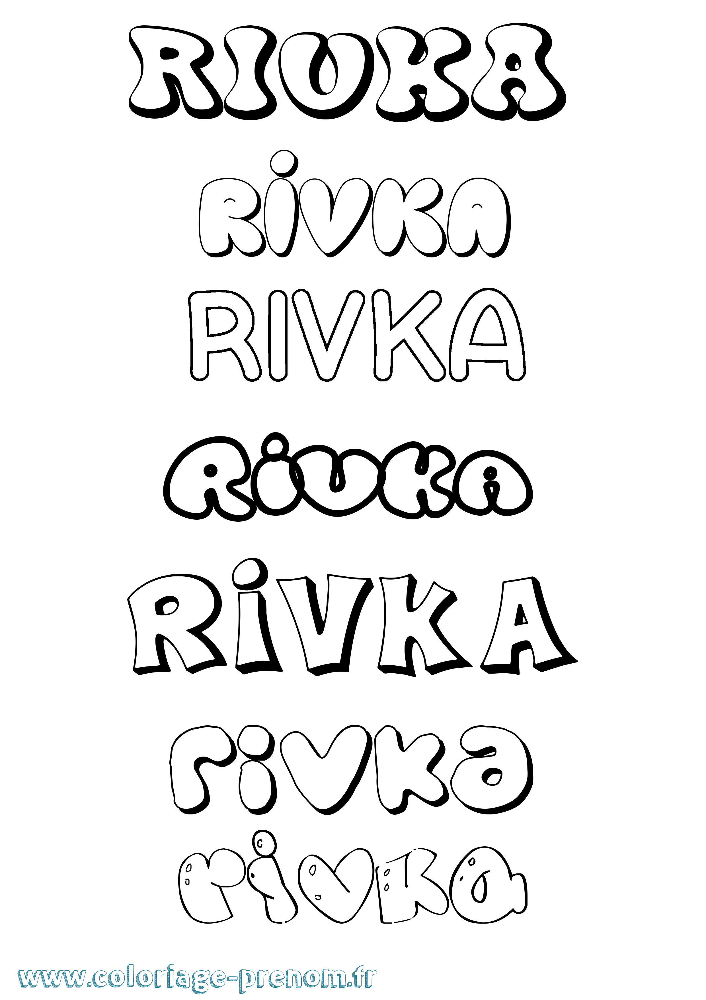Coloriage prénom Rivka Bubble