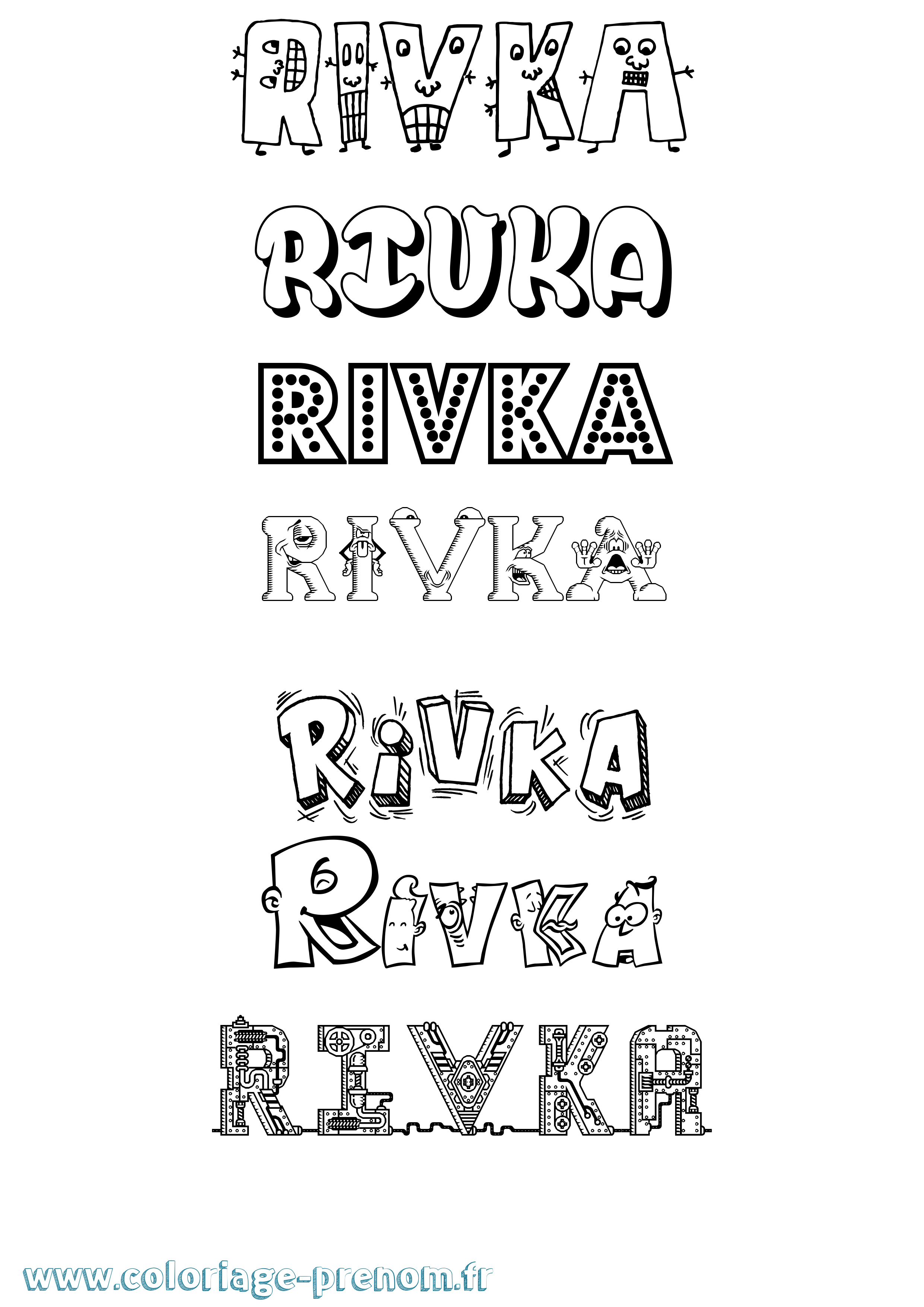 Coloriage prénom Rivka Fun