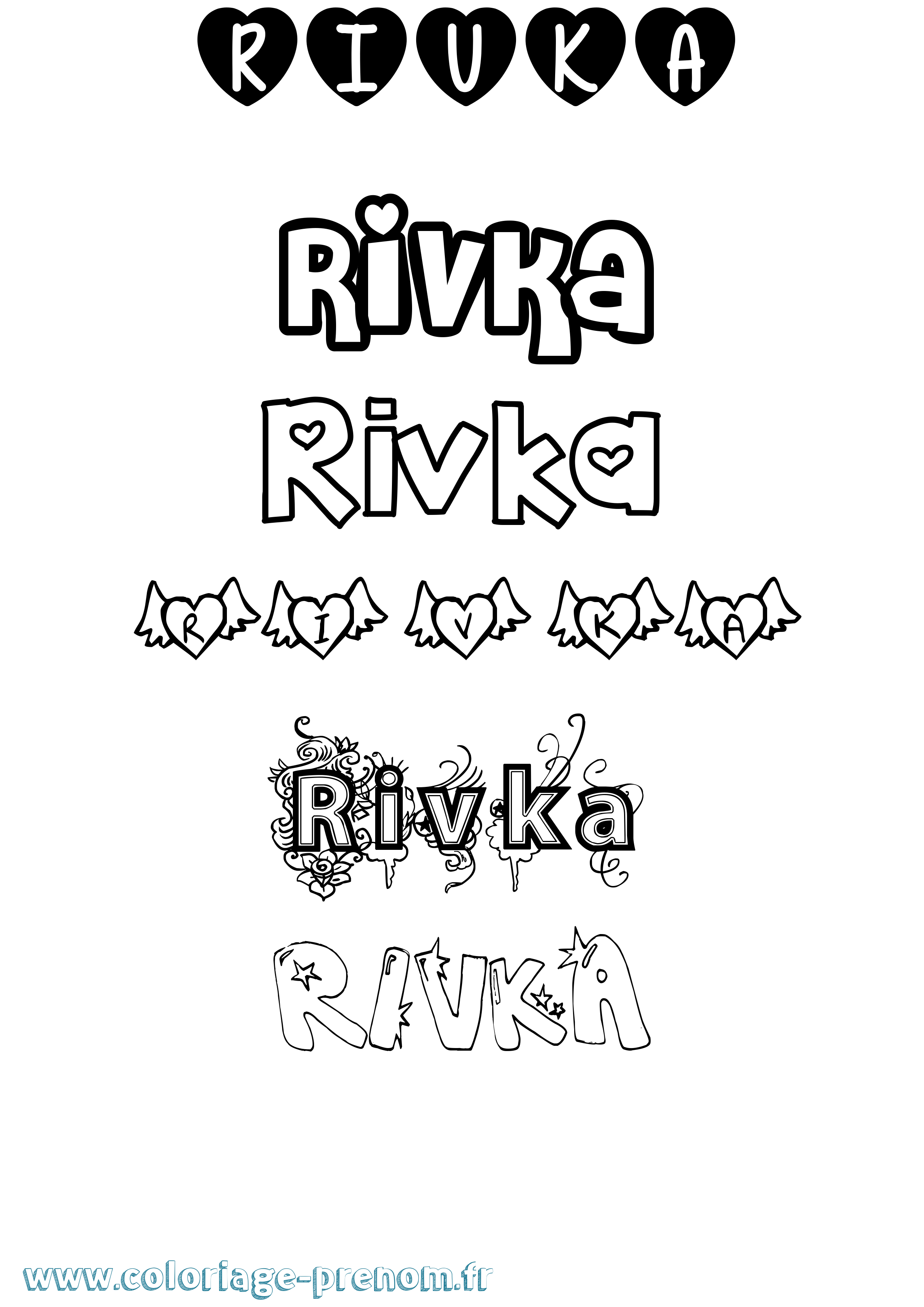 Coloriage prénom Rivka Girly