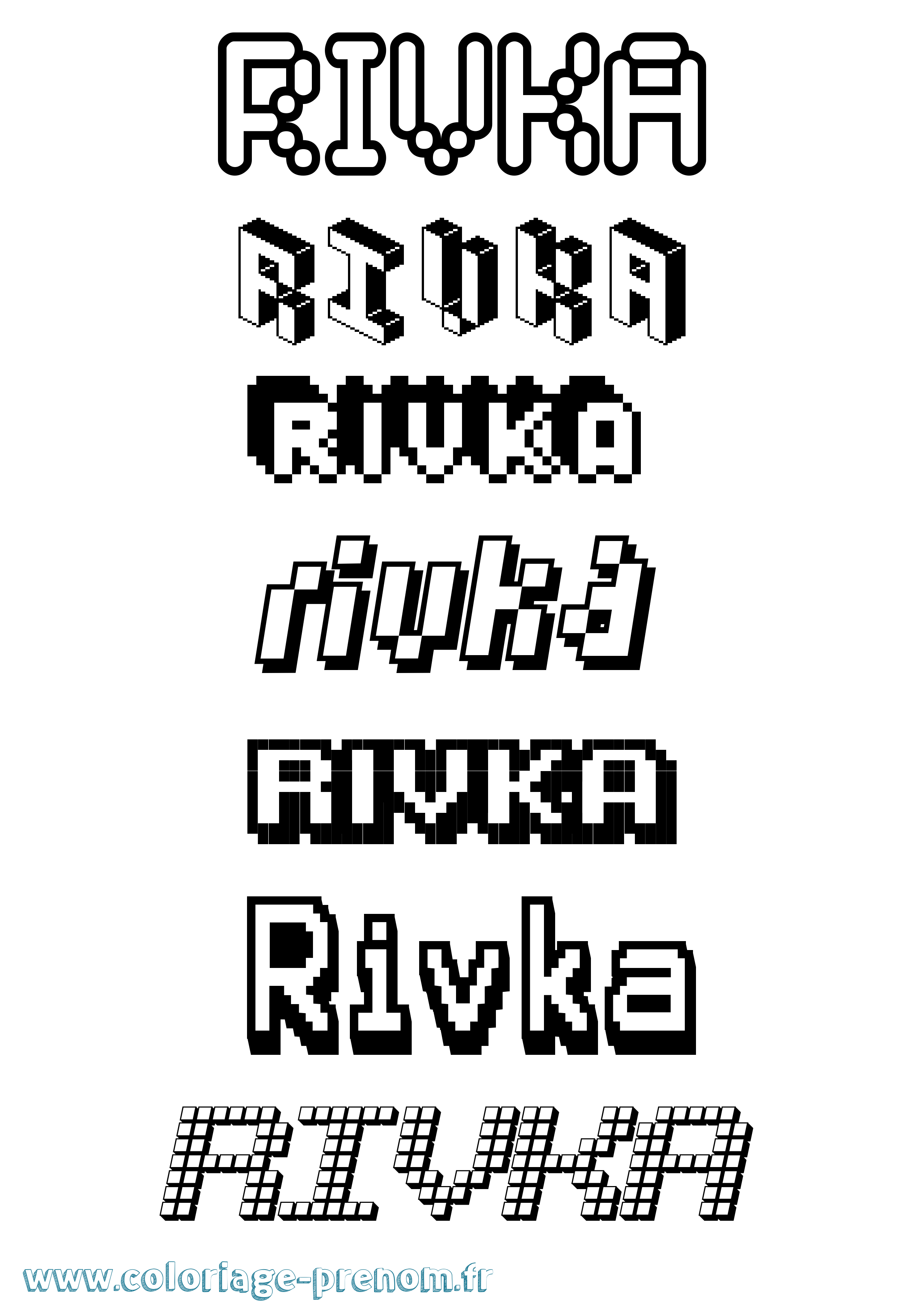 Coloriage prénom Rivka Pixel
