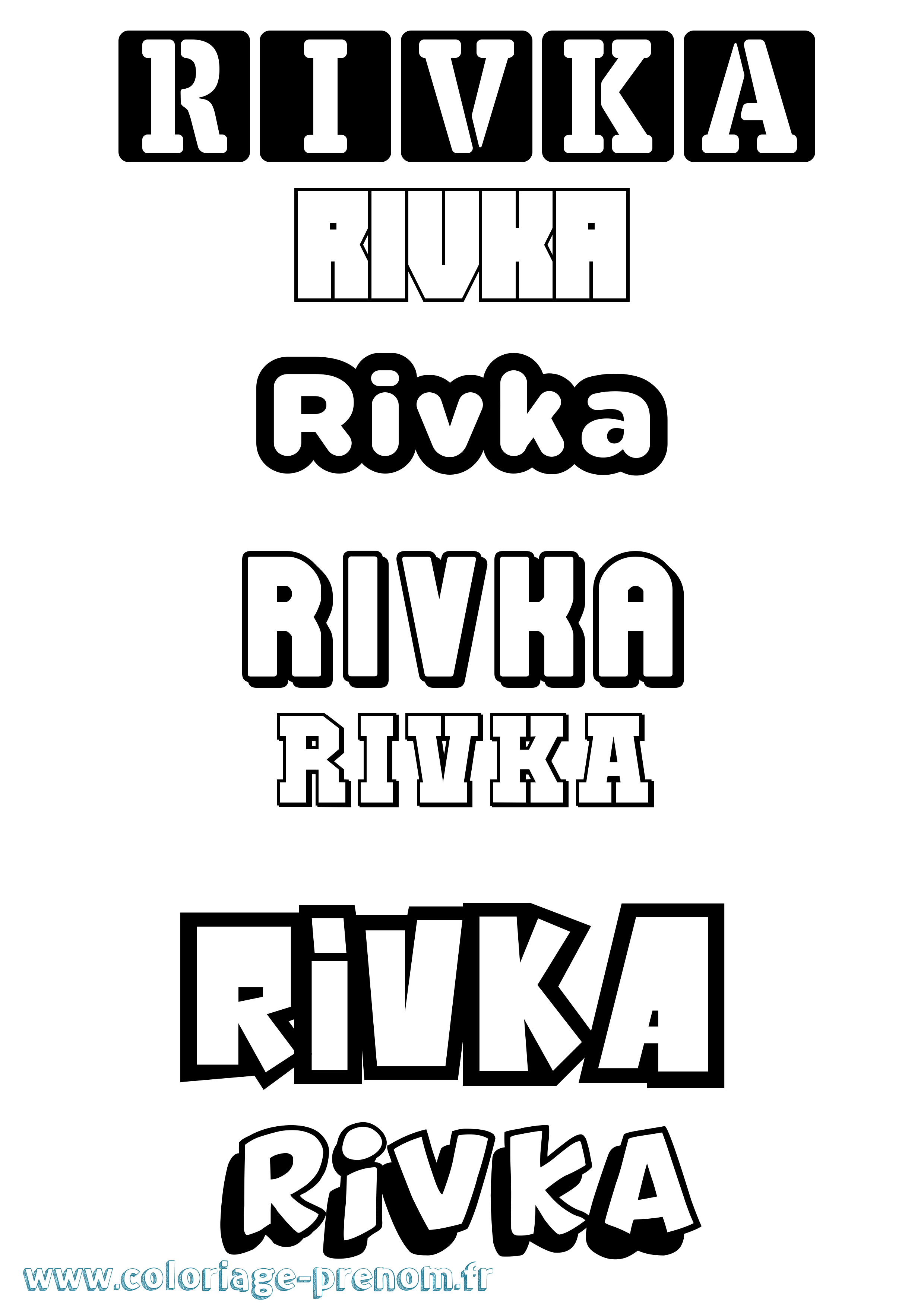 Coloriage prénom Rivka Simple