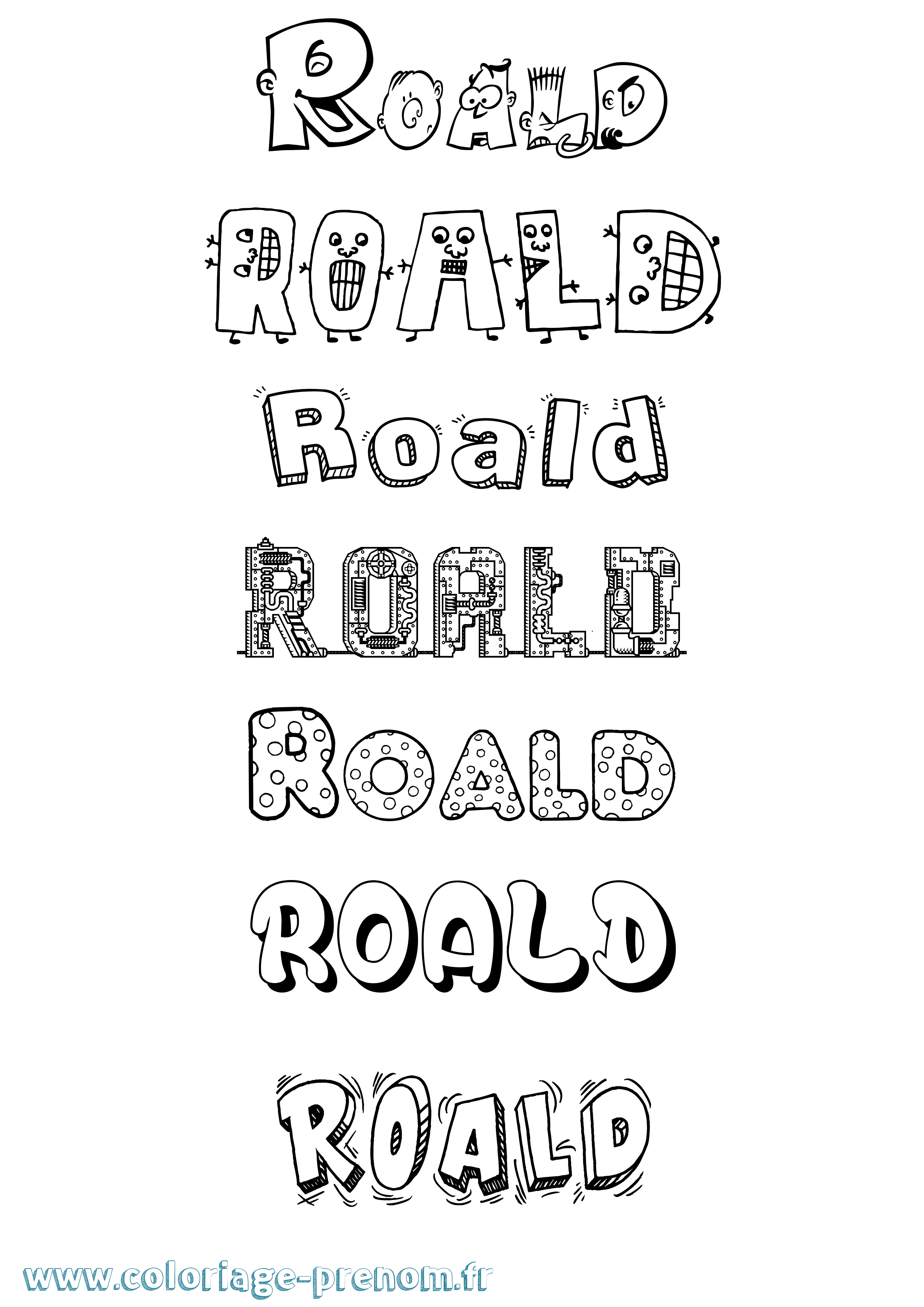 Coloriage prénom Roald Fun