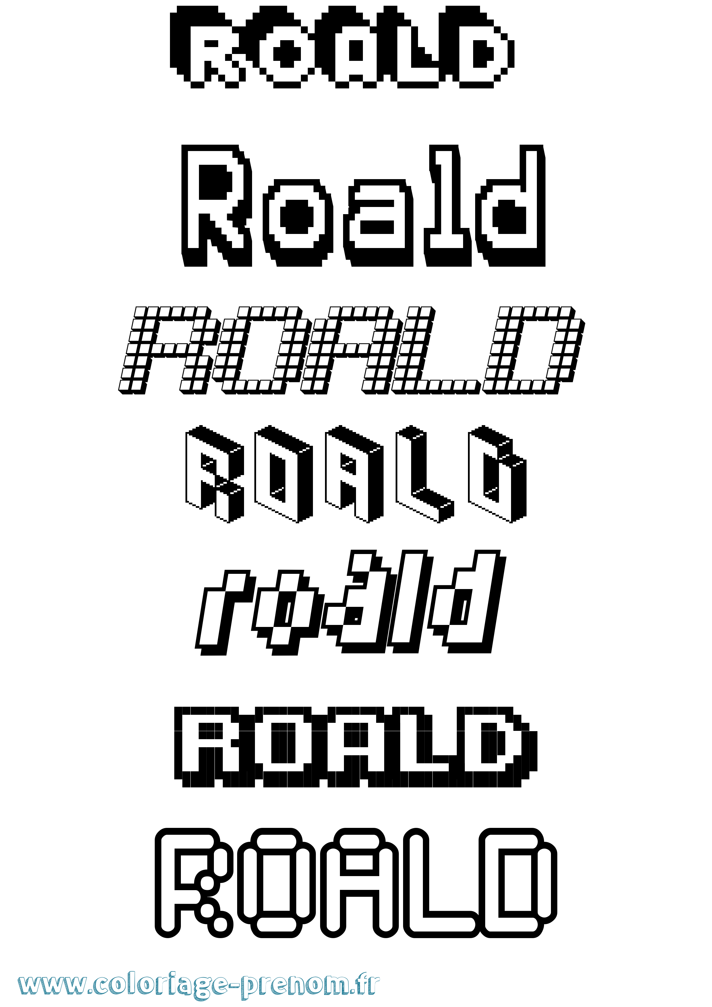 Coloriage prénom Roald Pixel