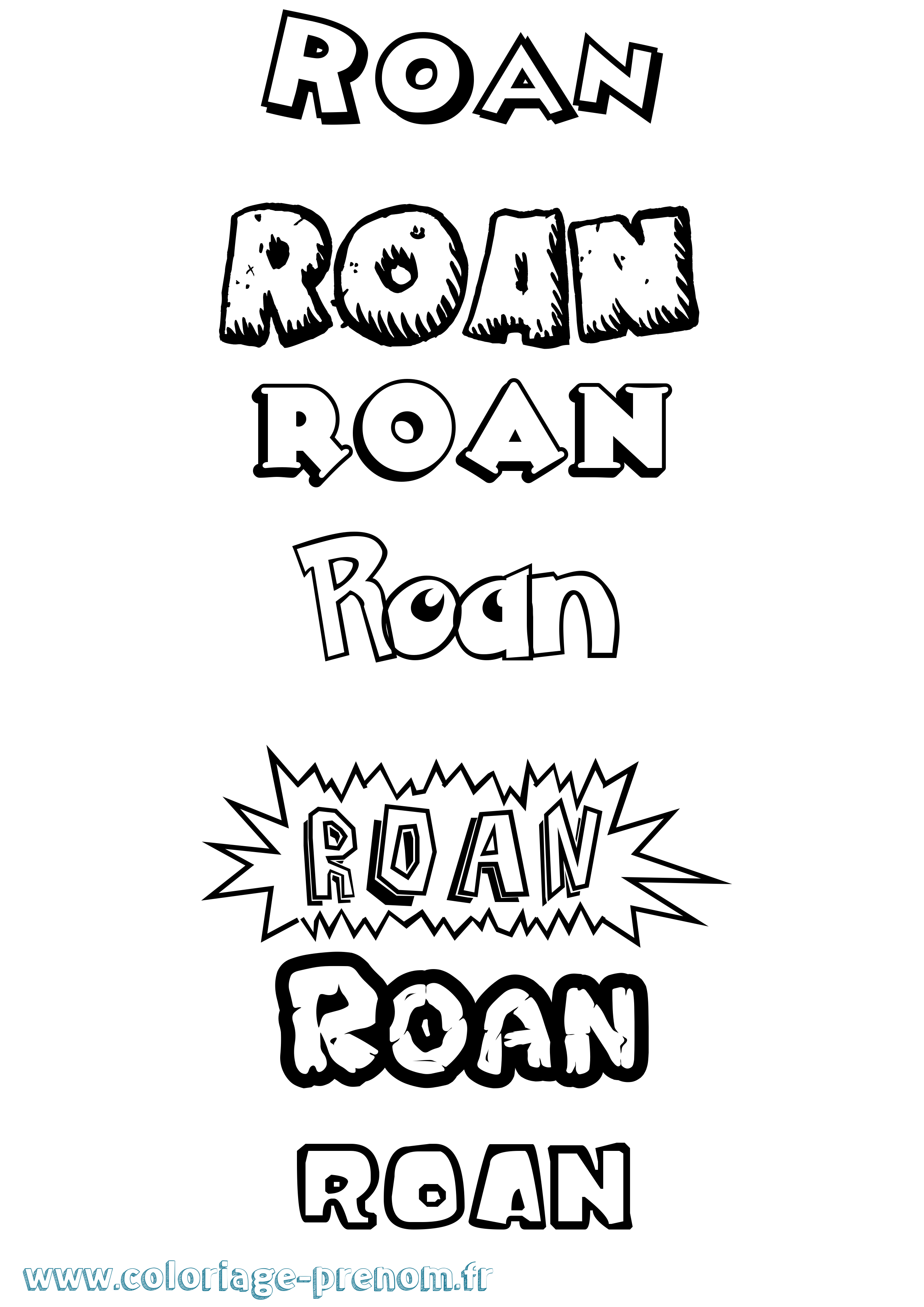Coloriage prénom Roan Dessin Animé