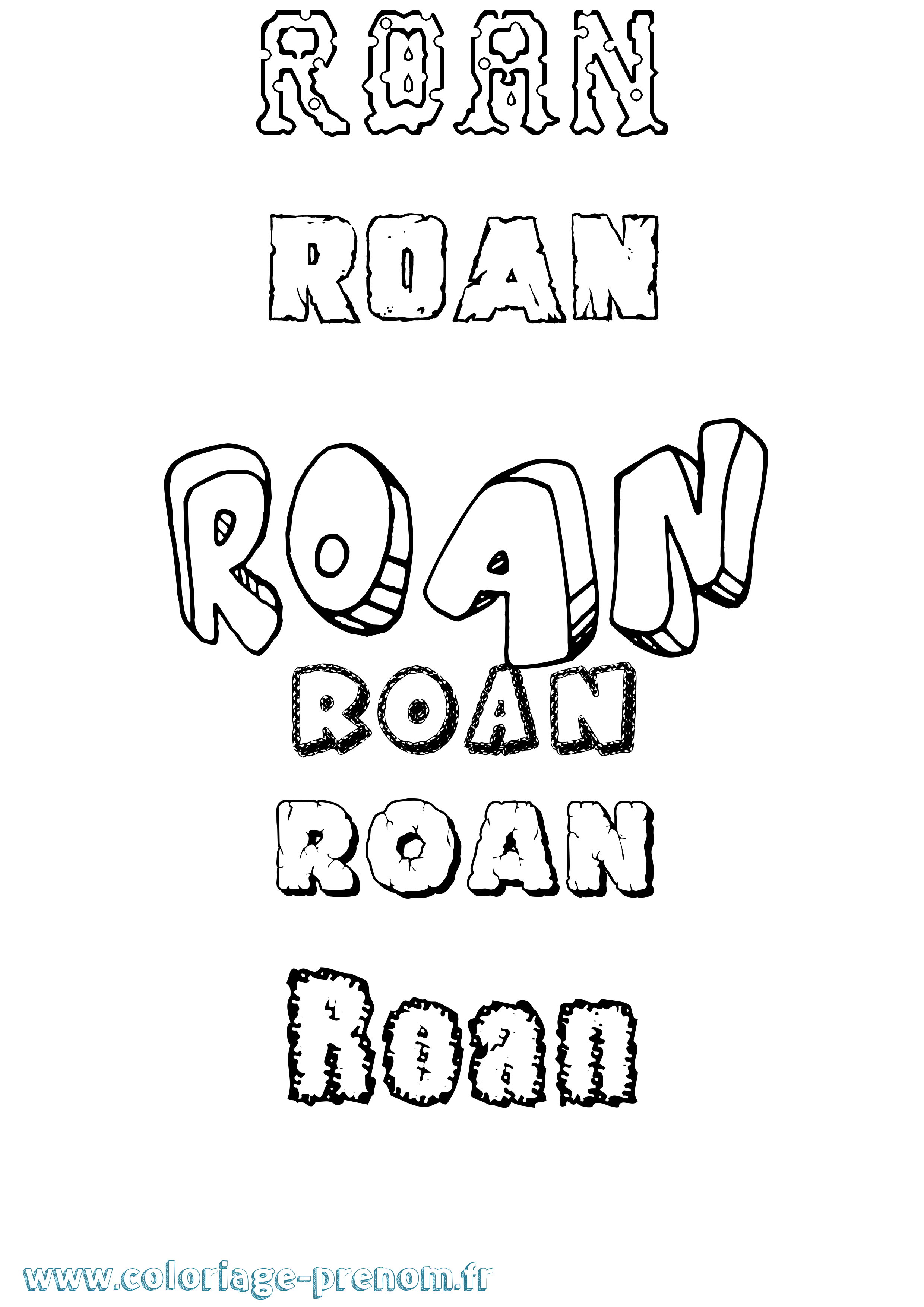 Coloriage prénom Roan Destructuré