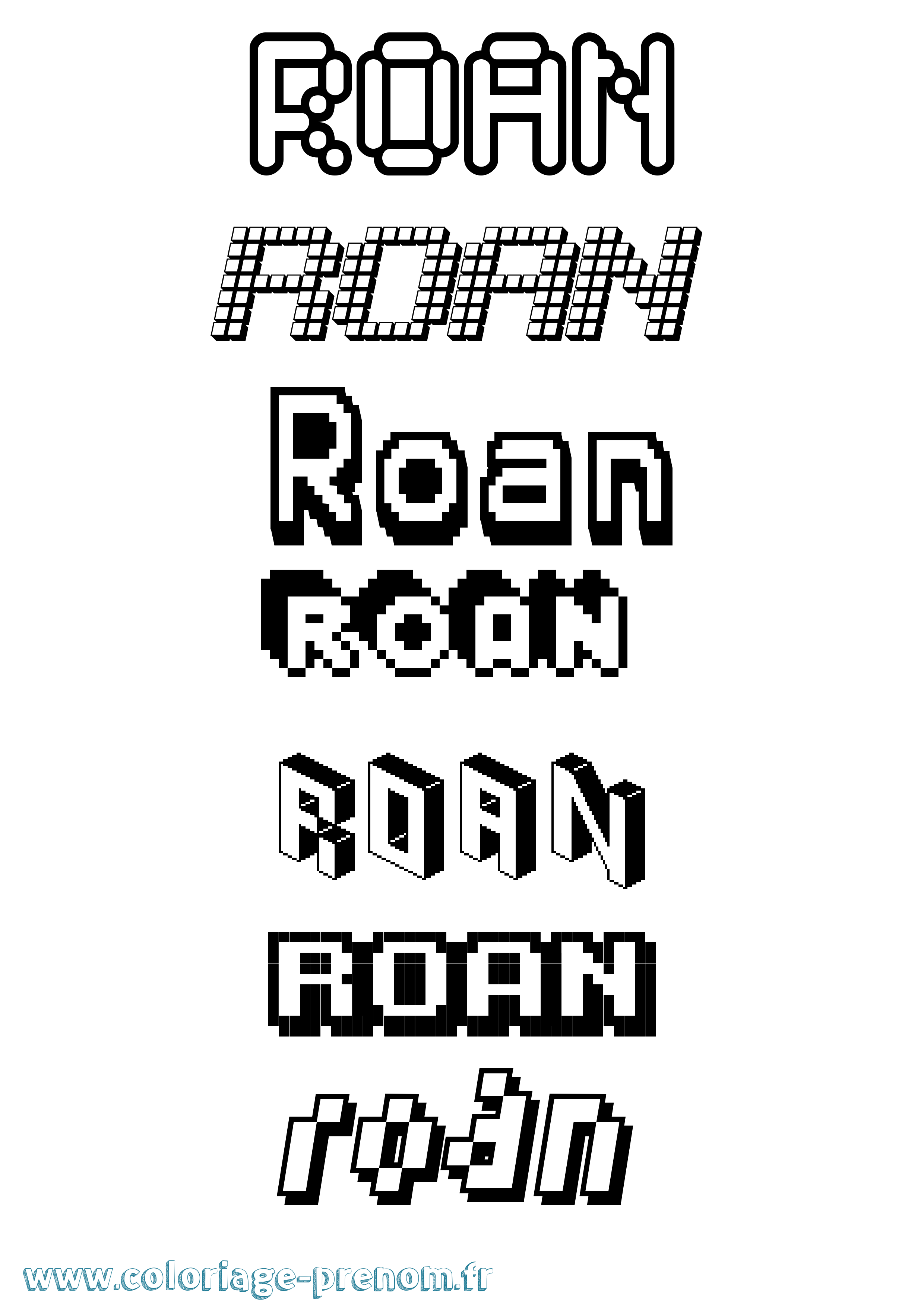 Coloriage prénom Roan Pixel