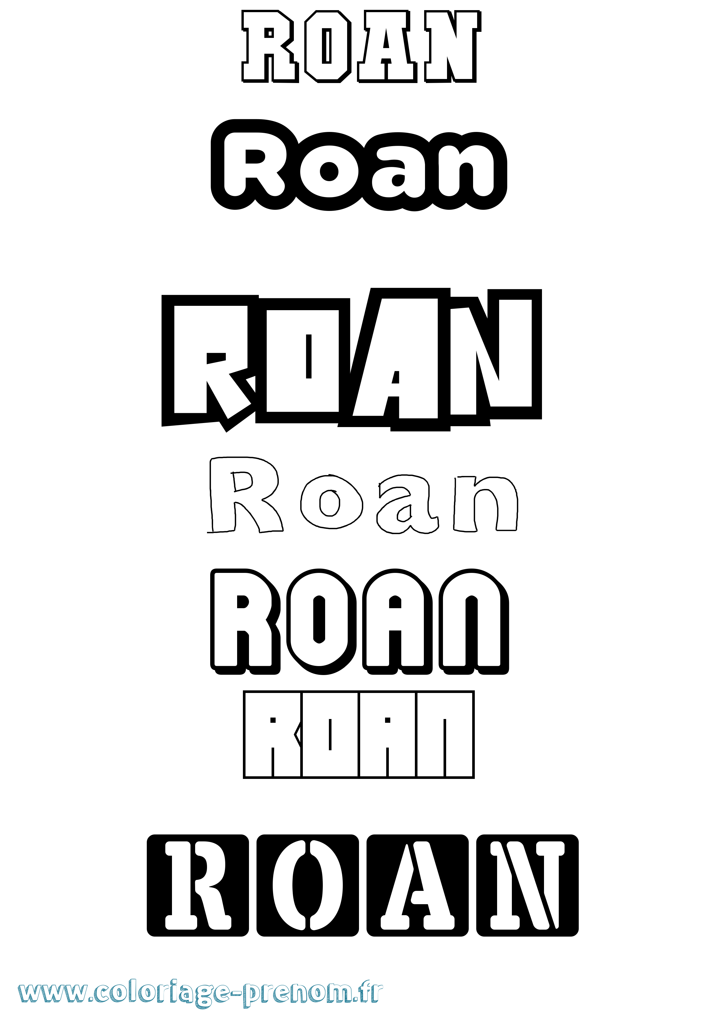 Coloriage prénom Roan Simple