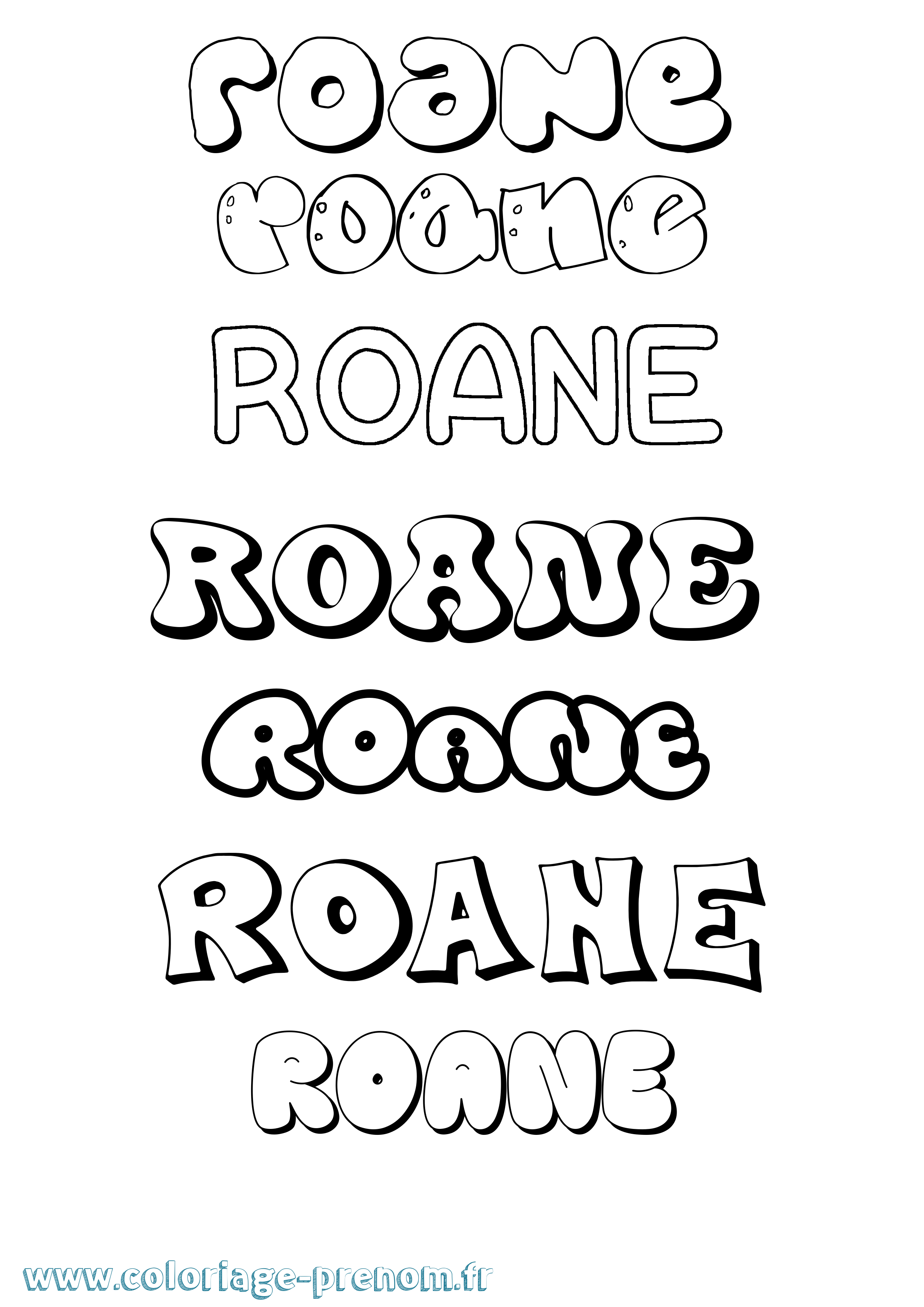 Coloriage prénom Roane Bubble