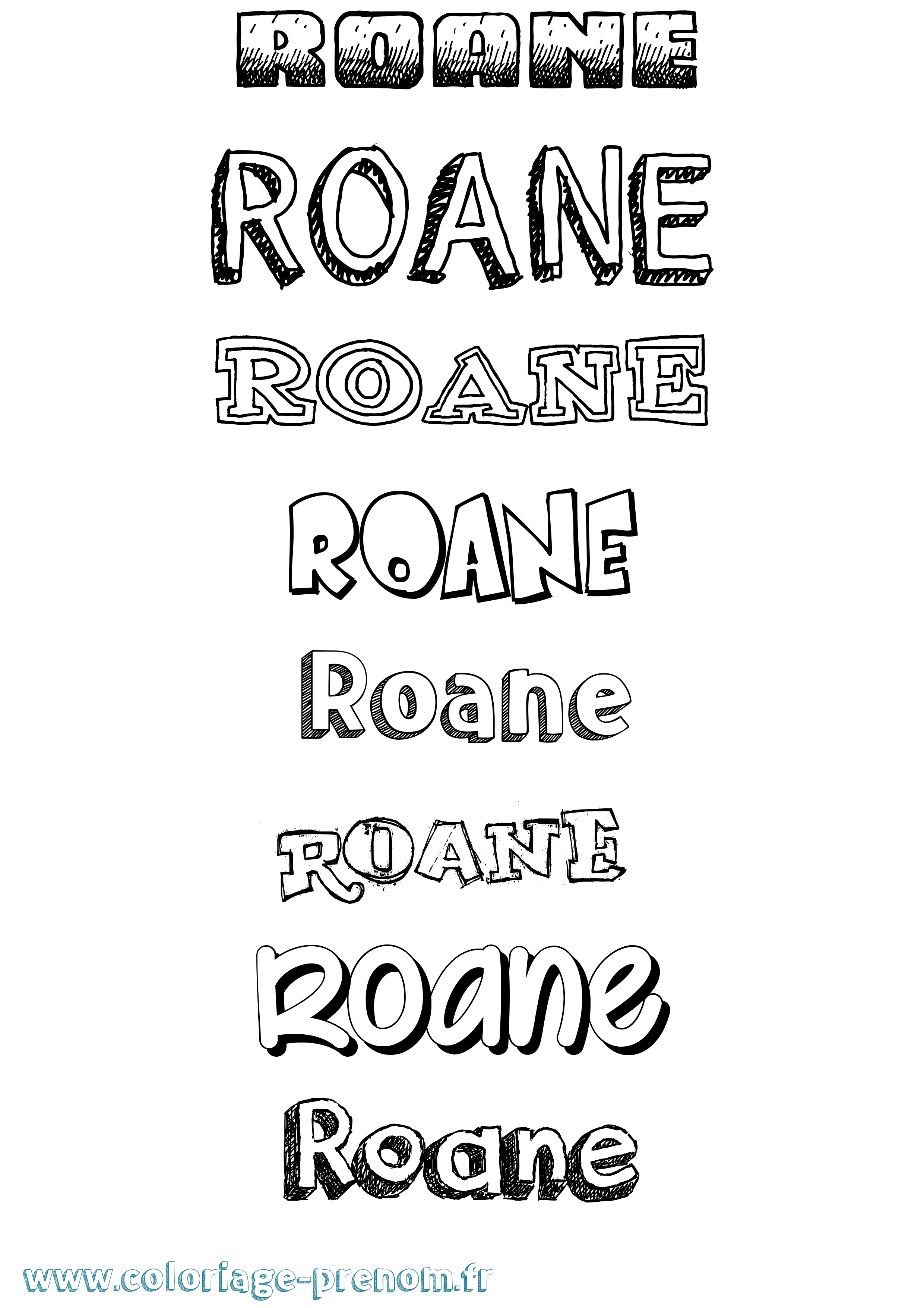 Coloriage prénom Roane Dessiné