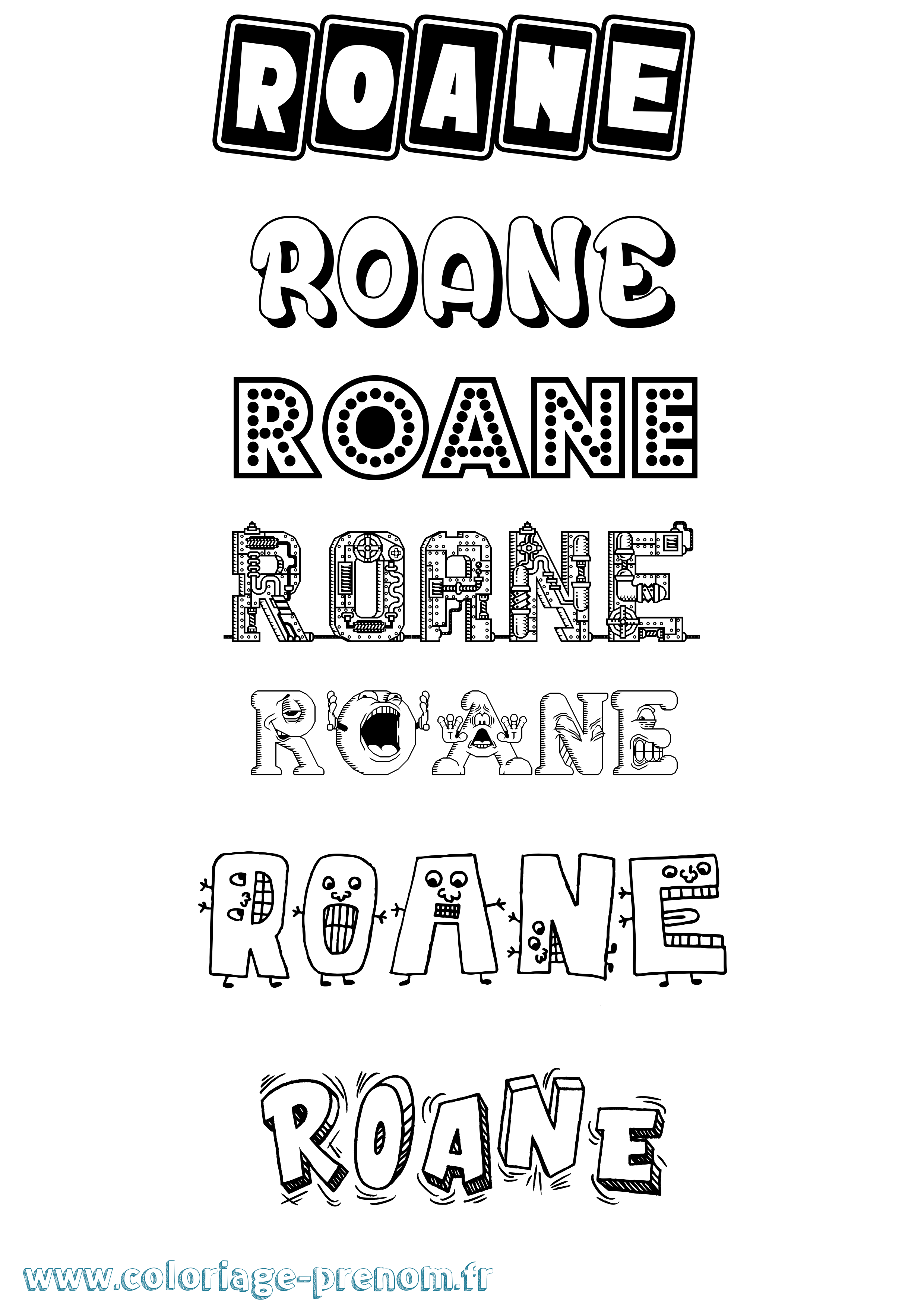 Coloriage prénom Roane Fun