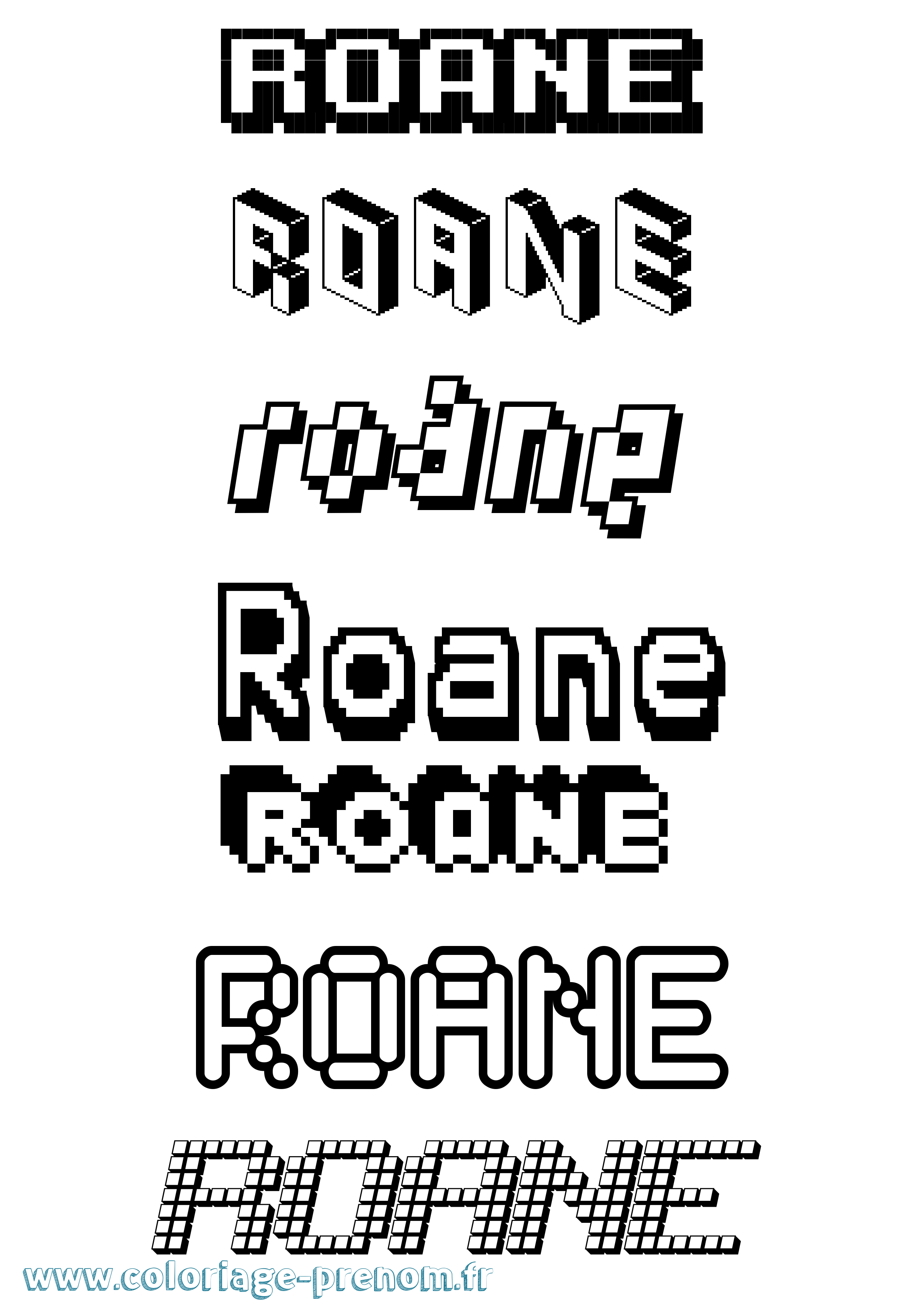 Coloriage prénom Roane Pixel