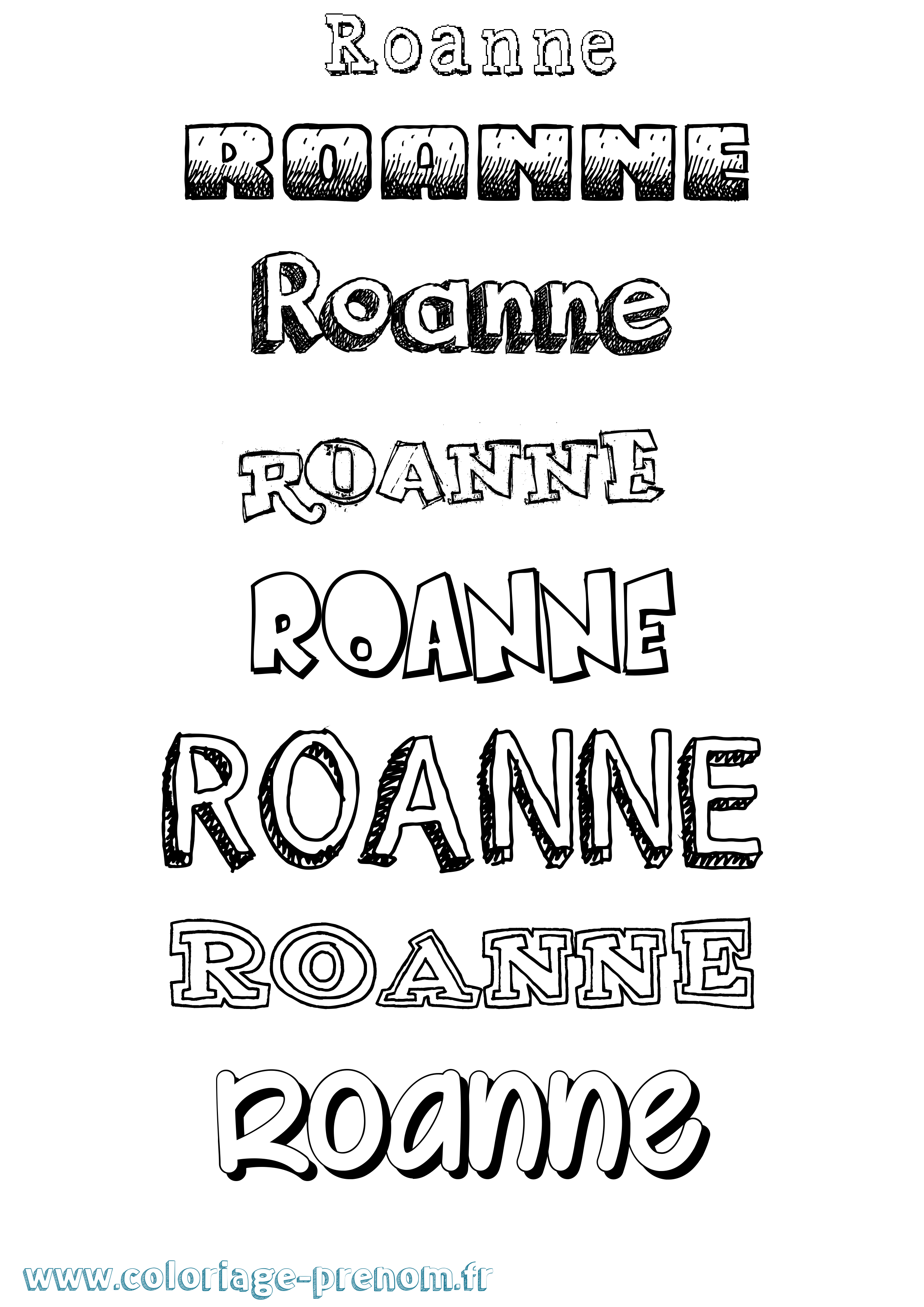 Coloriage prénom Roanne Dessiné