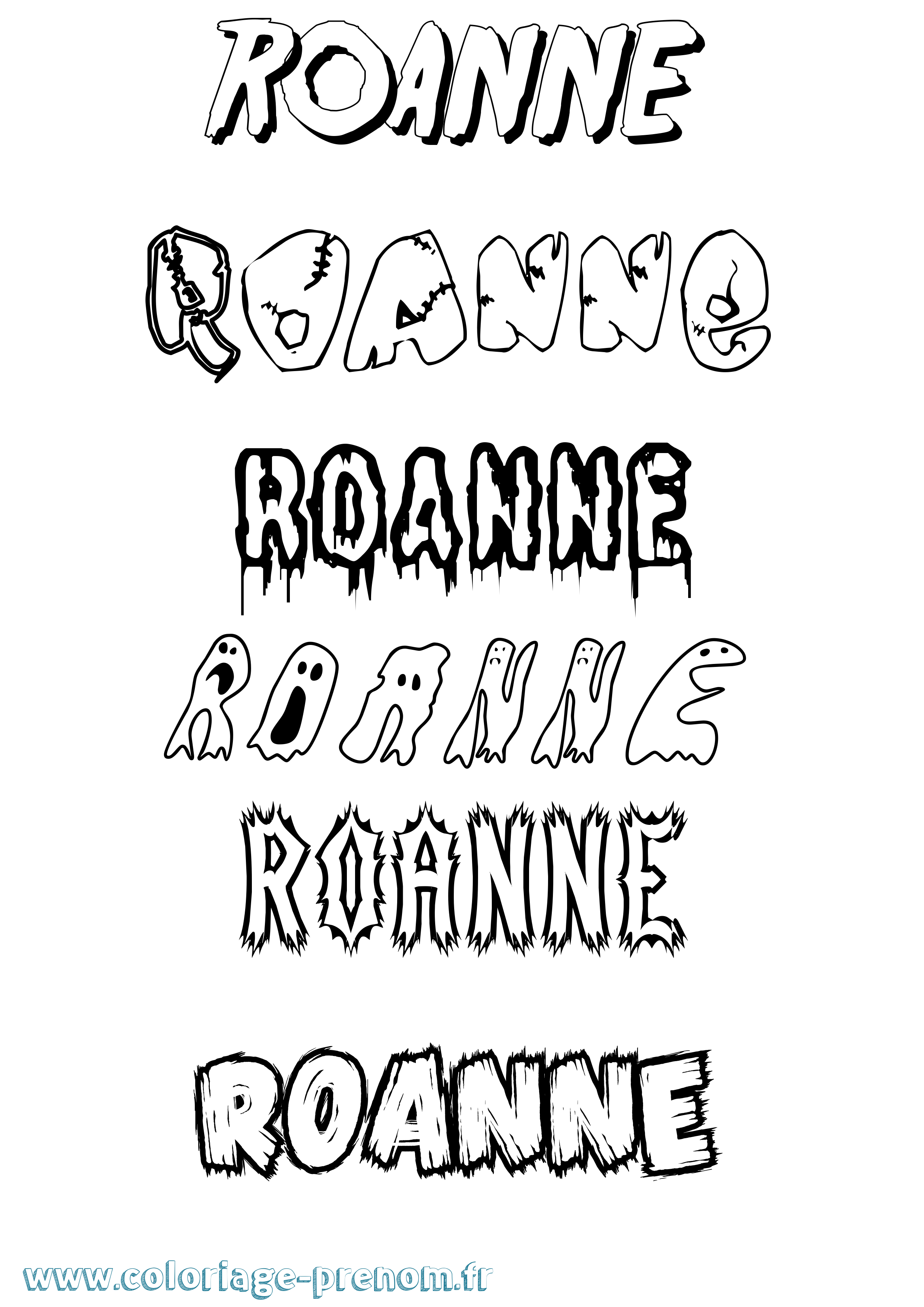 Coloriage prénom Roanne Frisson