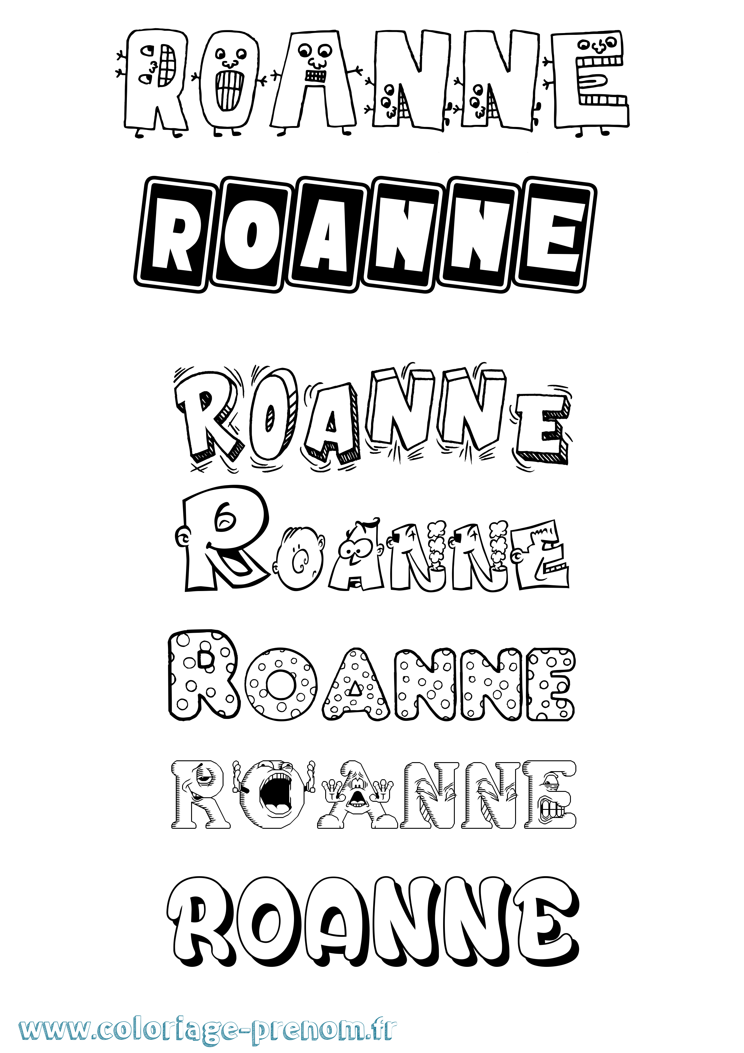 Coloriage prénom Roanne Fun