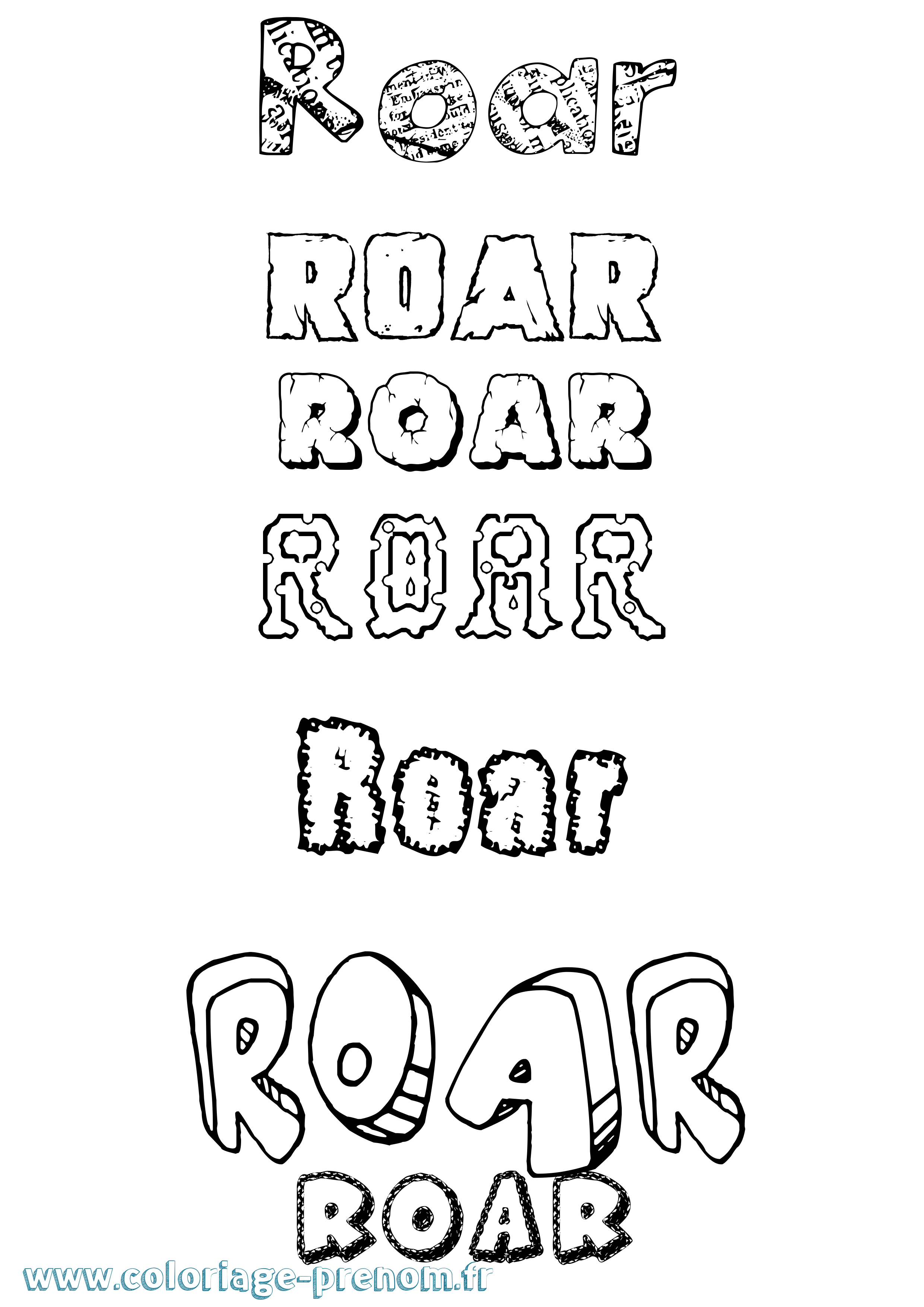 Coloriage prénom Roar Destructuré