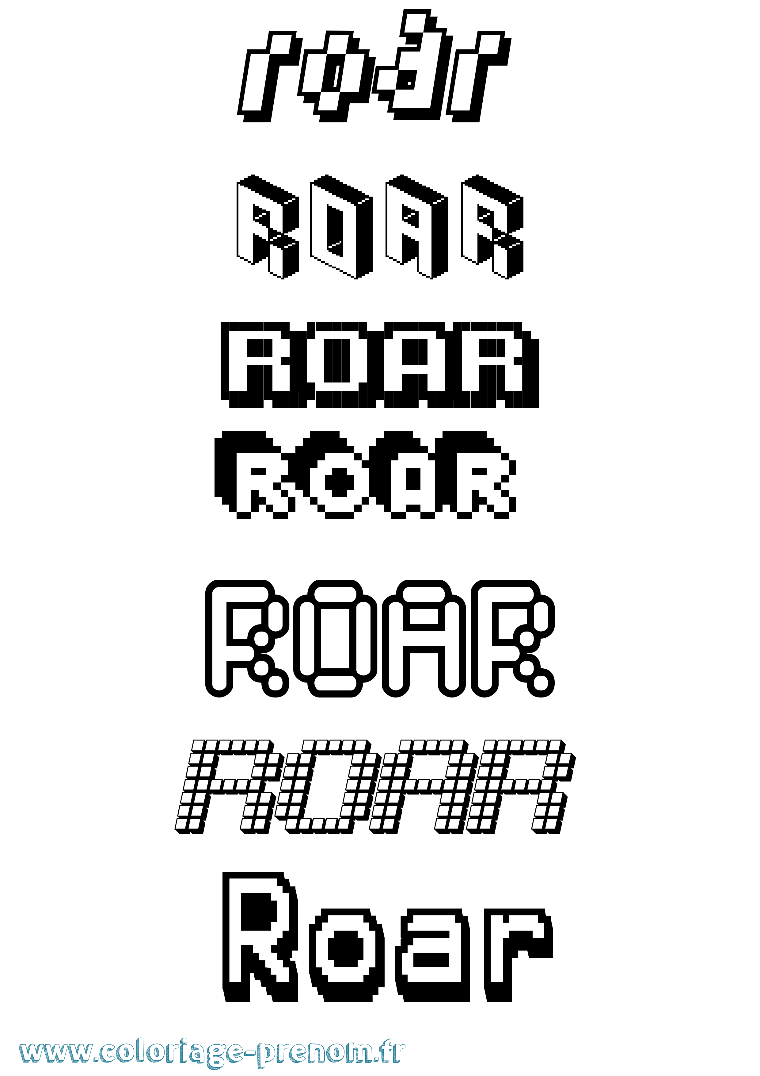 Coloriage prénom Roar Pixel