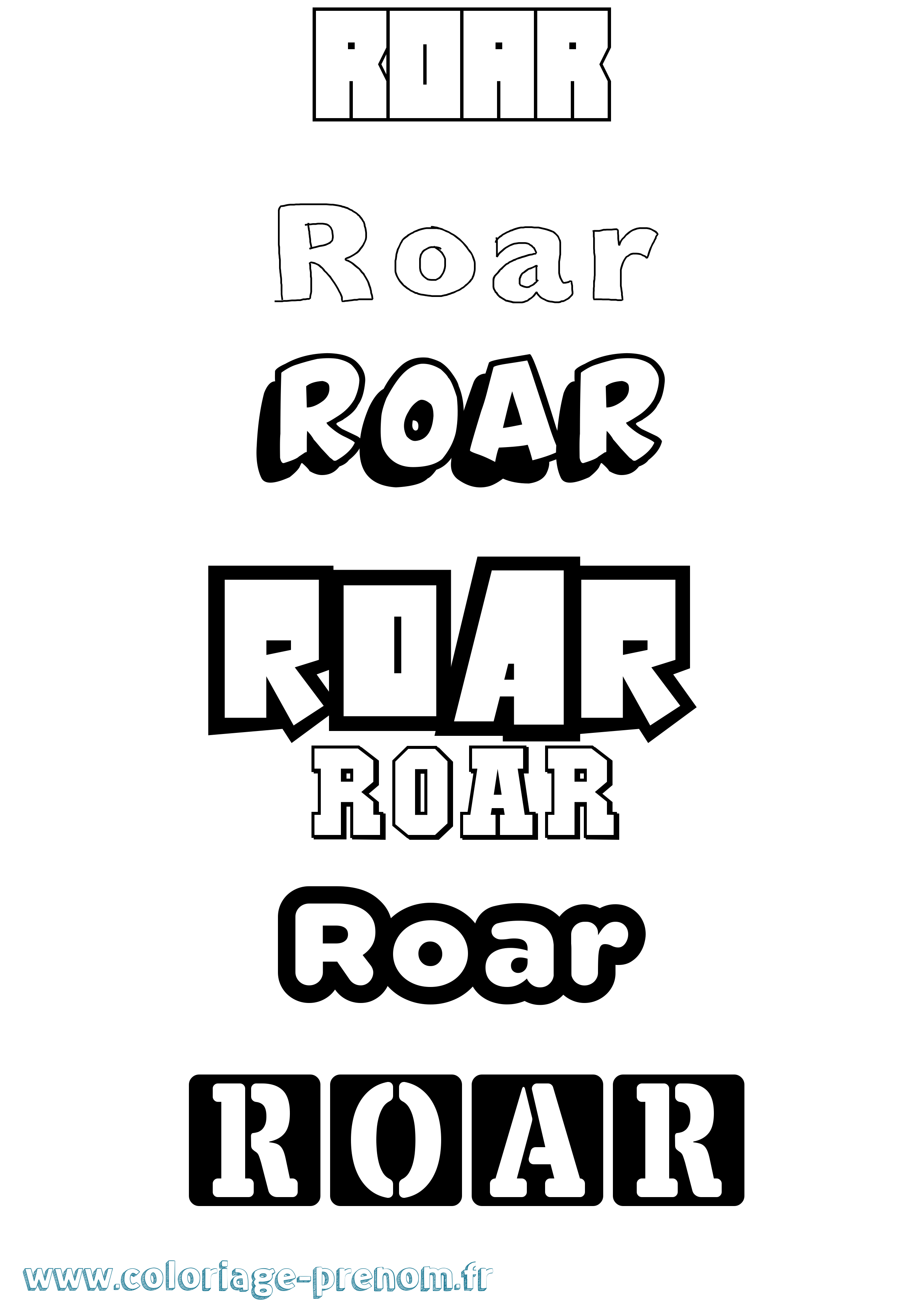 Coloriage prénom Roar Simple