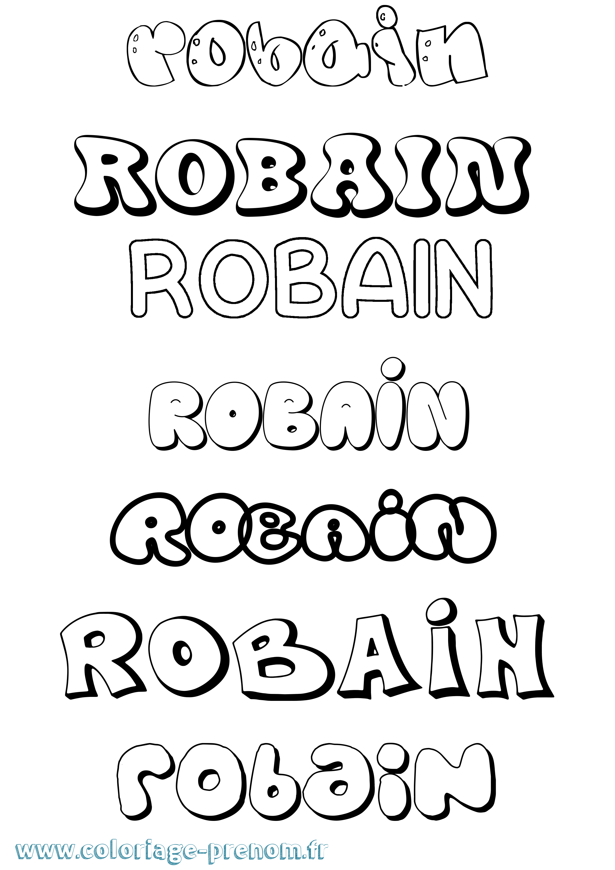 Coloriage prénom Robain Bubble