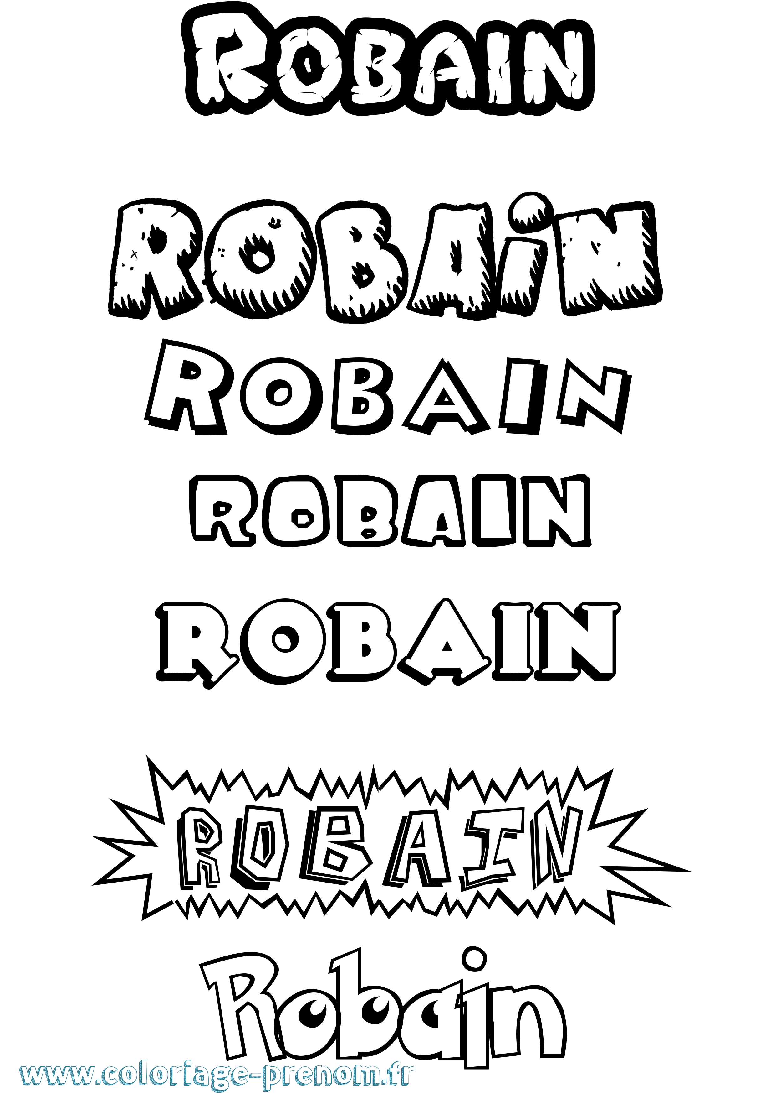 Coloriage Robain Dessin Animé Coloriage prénom Robain Dessin Animé