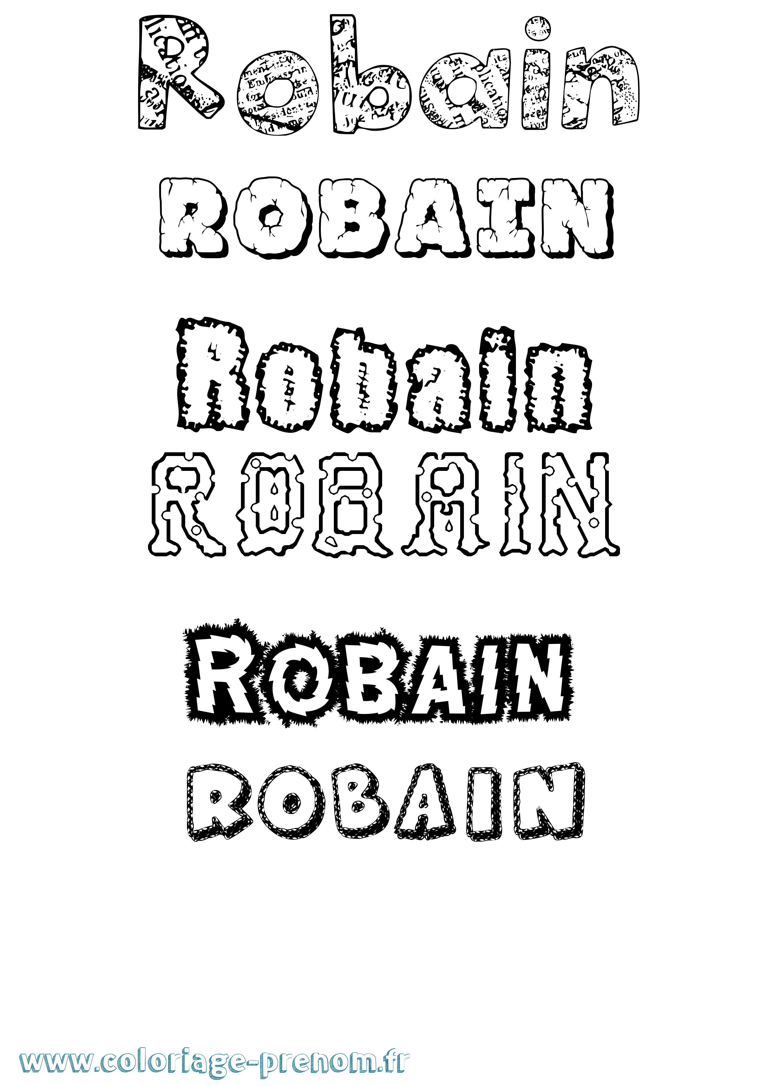 Coloriage Robain Destructuré Coloriage prénom Robain Destructuré