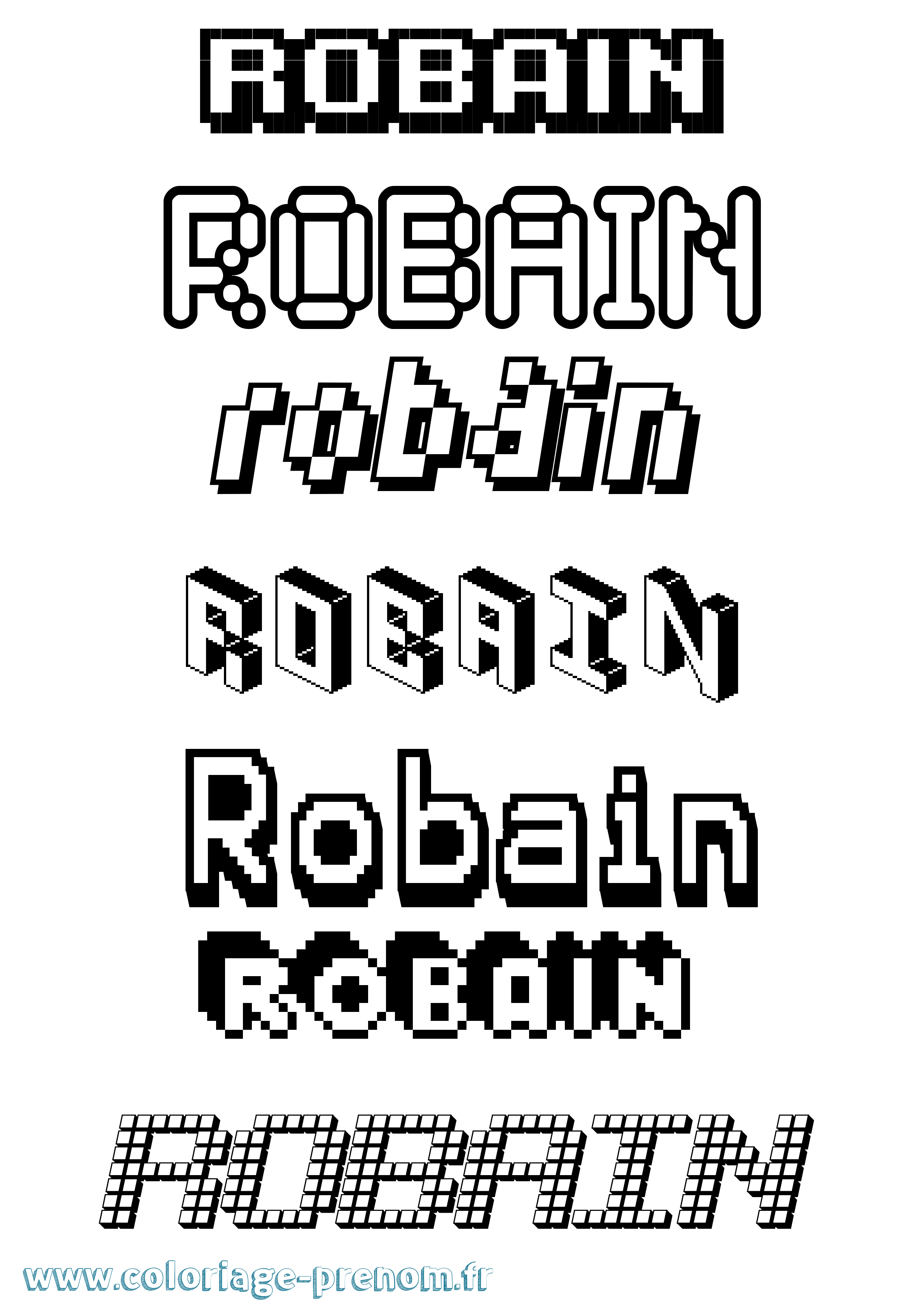 Coloriage Robain Pixel Coloriage prénom Robain Pixel