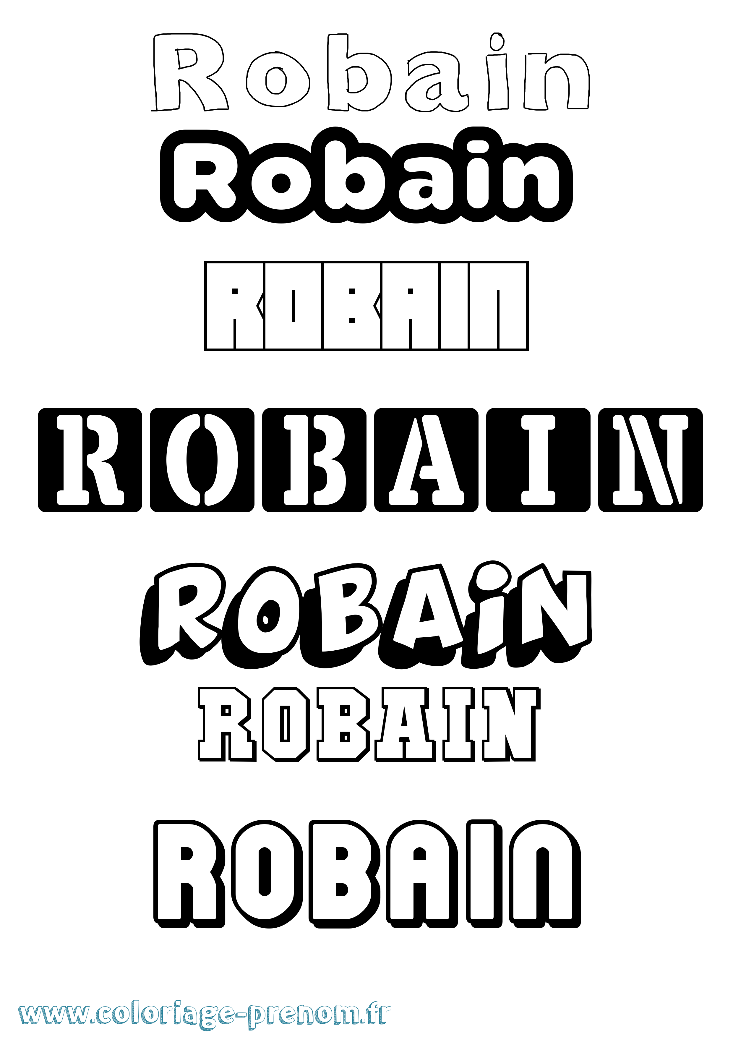 Coloriage Robain Simple Coloriage prénom Robain Simple