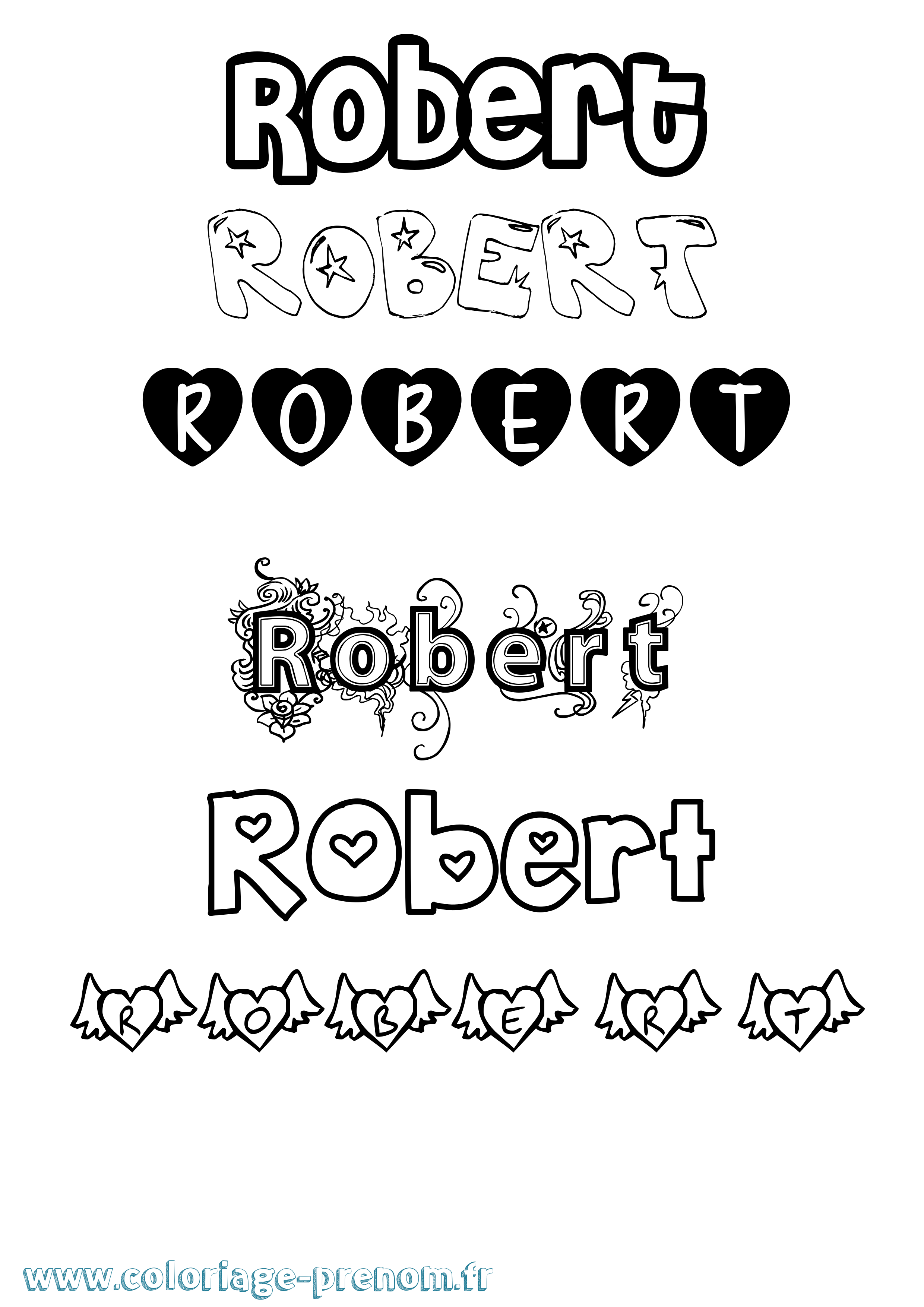 Coloriage prénom Robert Girly