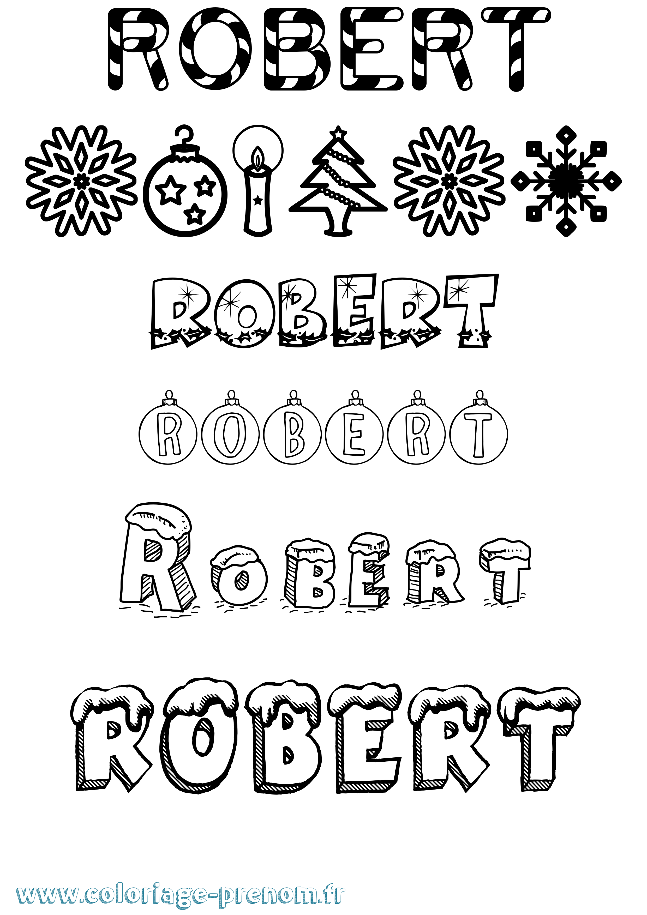Coloriage prénom Robert Noël