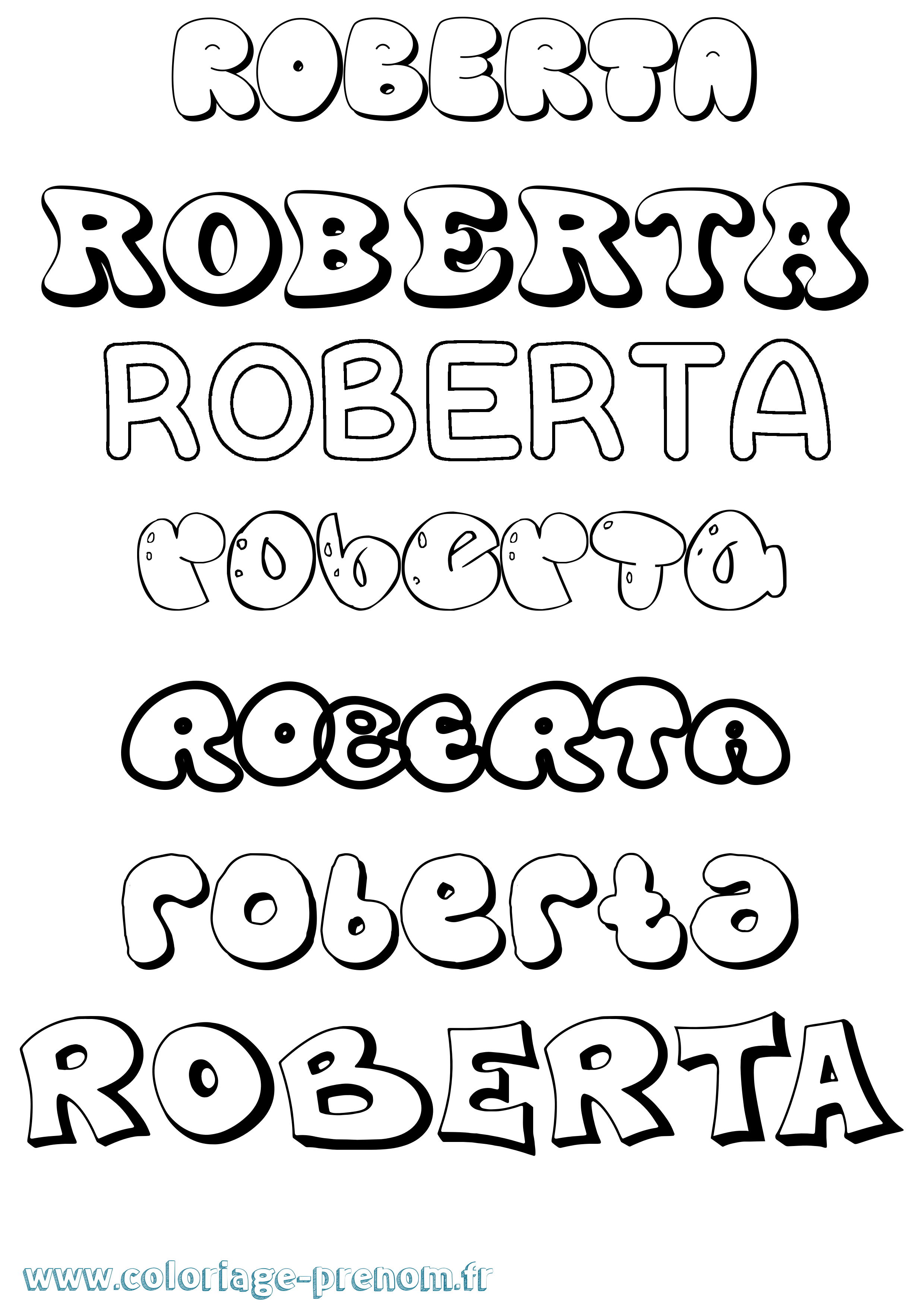 Coloriage prénom Roberta Bubble