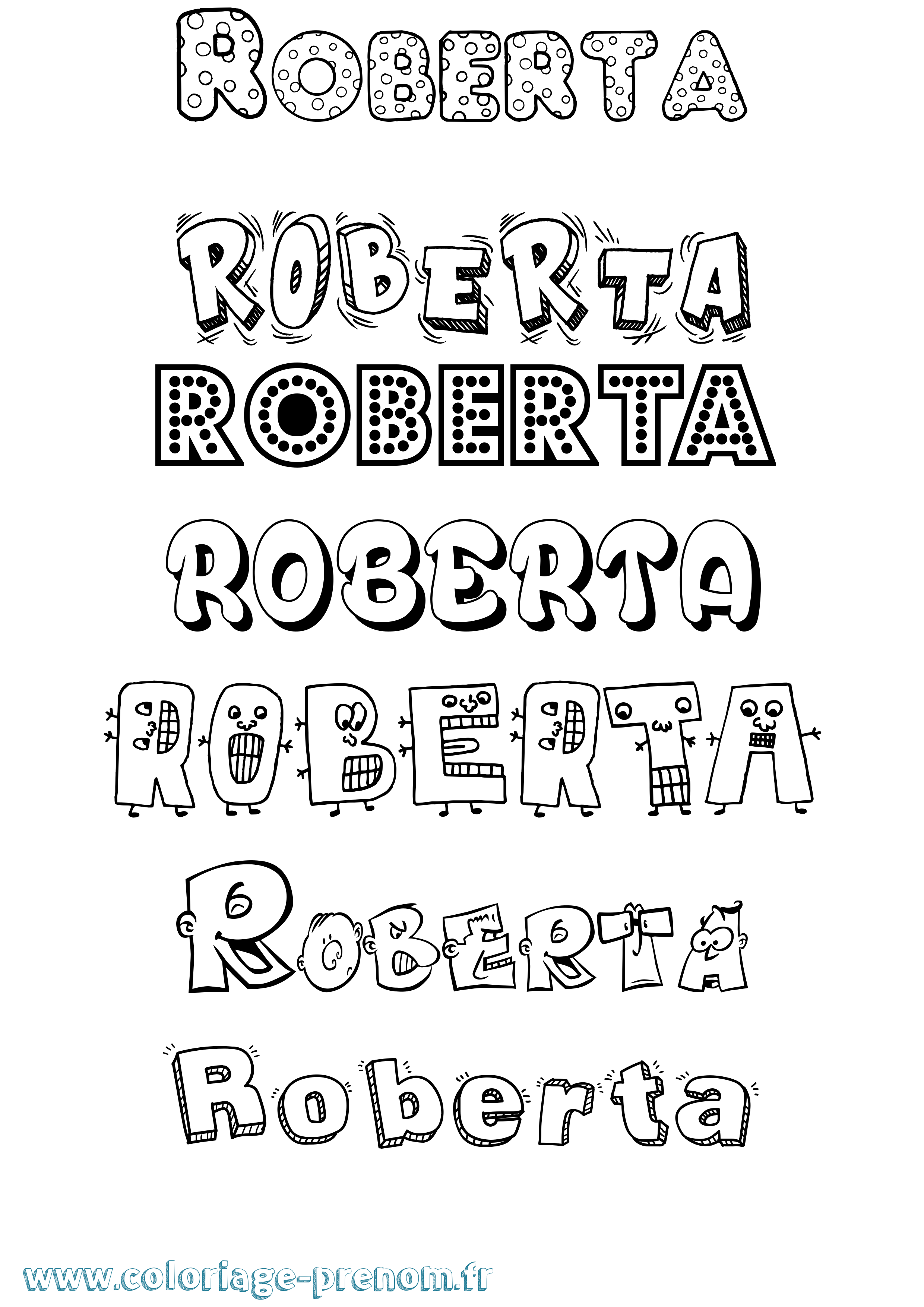 Coloriage prénom Roberta Fun