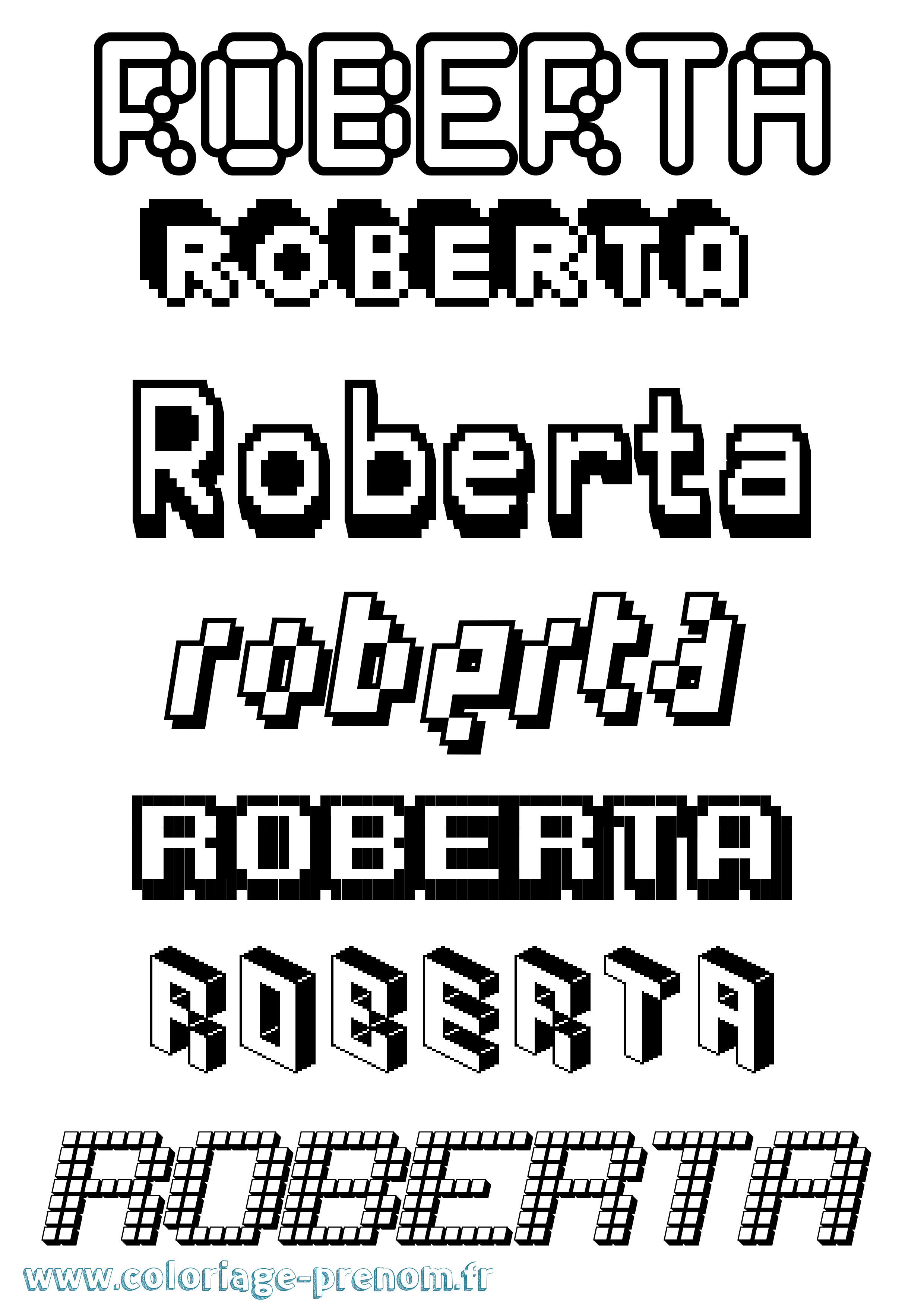 Coloriage prénom Roberta Pixel