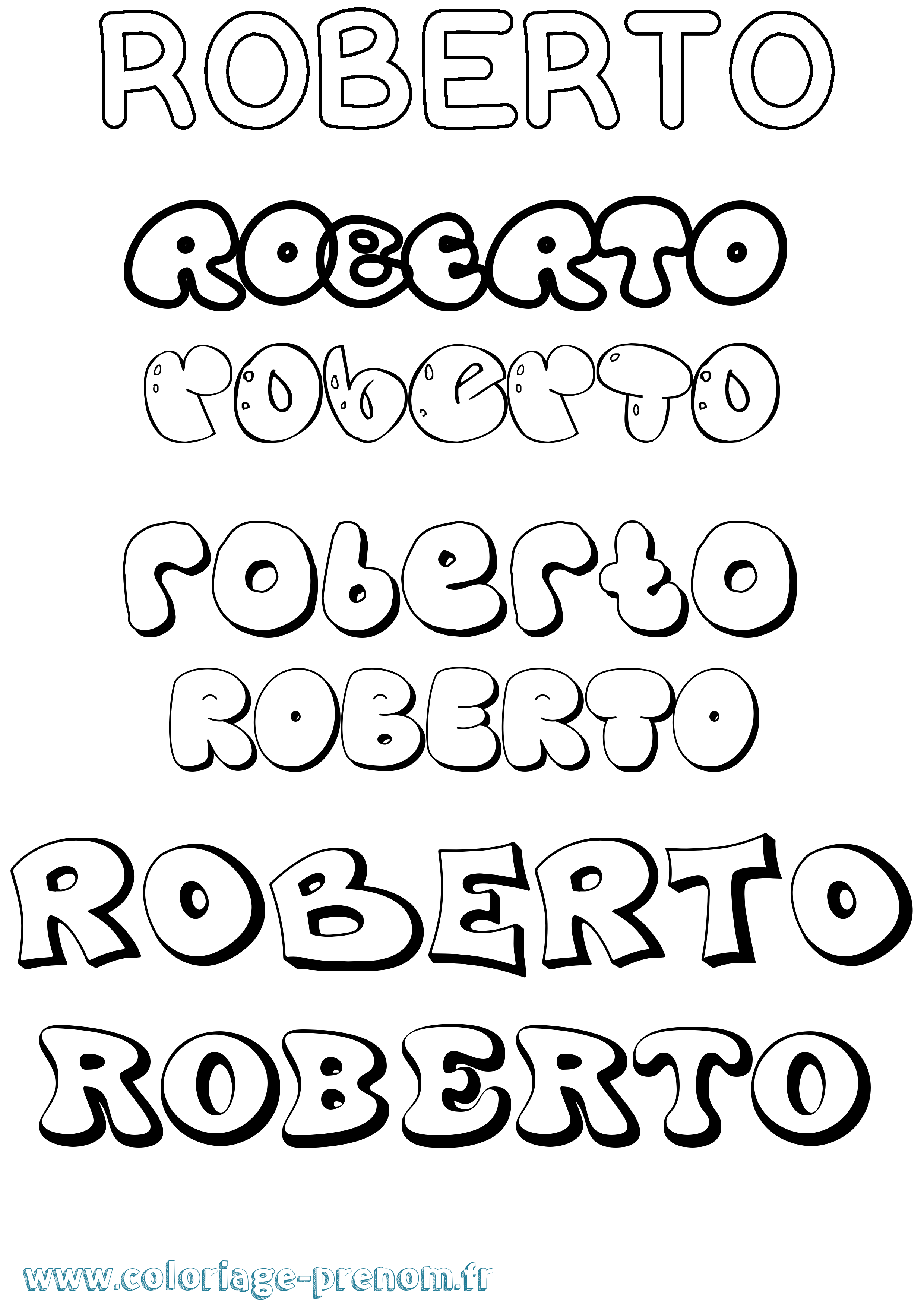 Coloriage prénom Roberto Bubble
