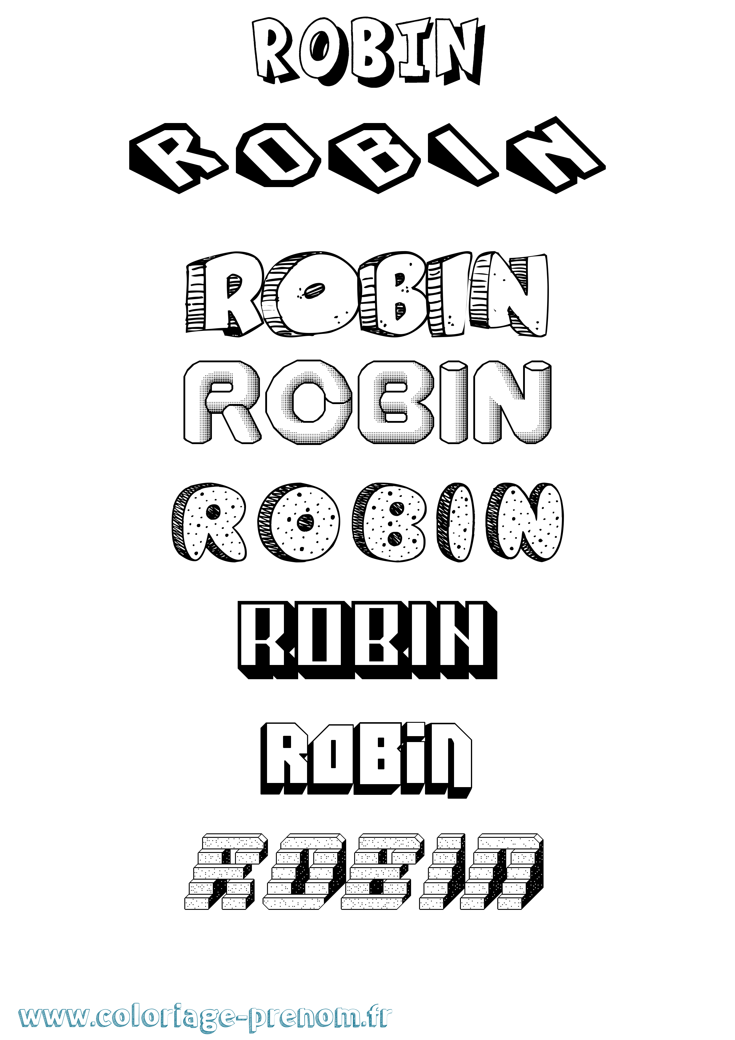Coloriage prénom Robin Effet 3D