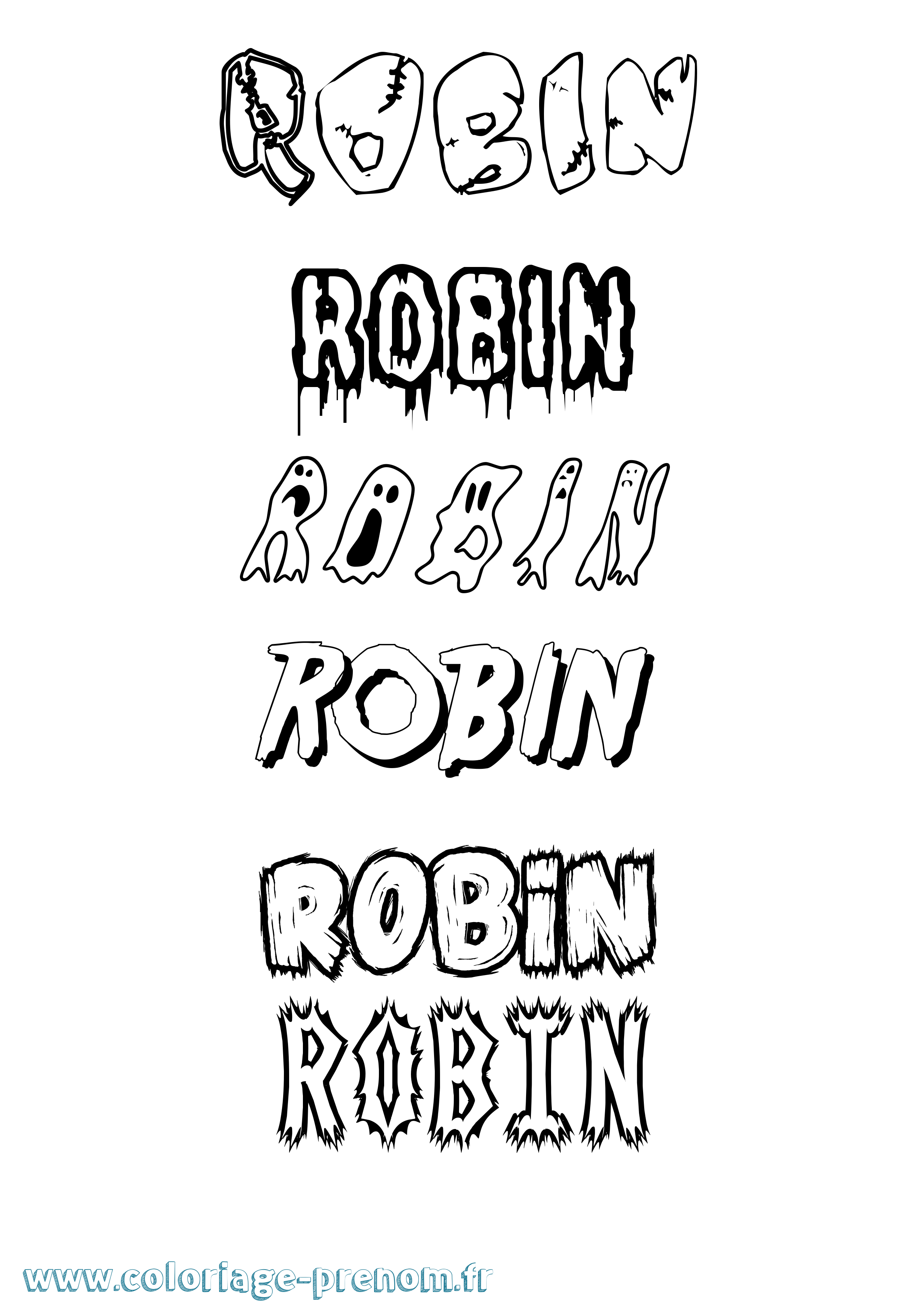 Coloriage prénom Robin Frisson