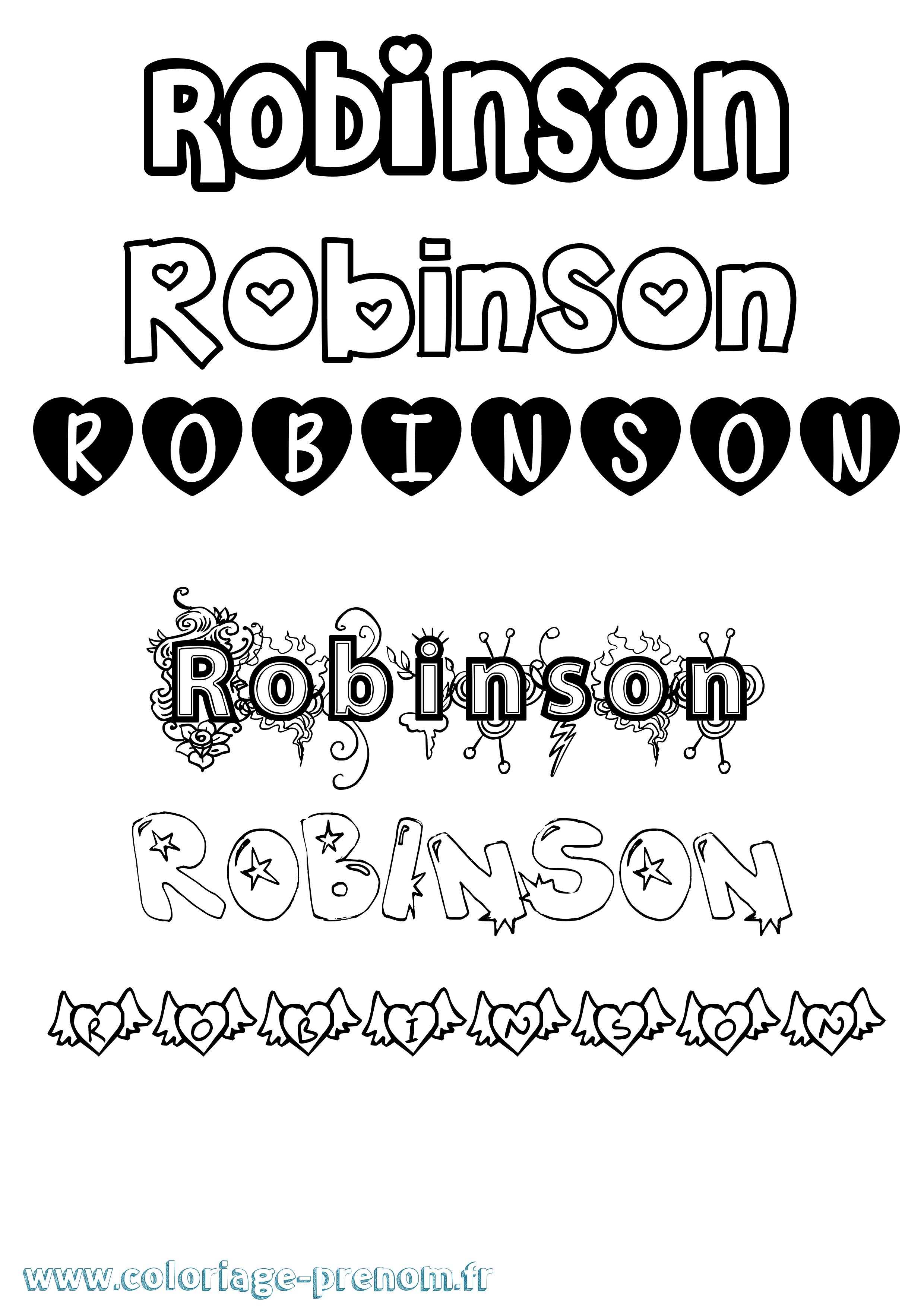 Coloriage prénom Robinson