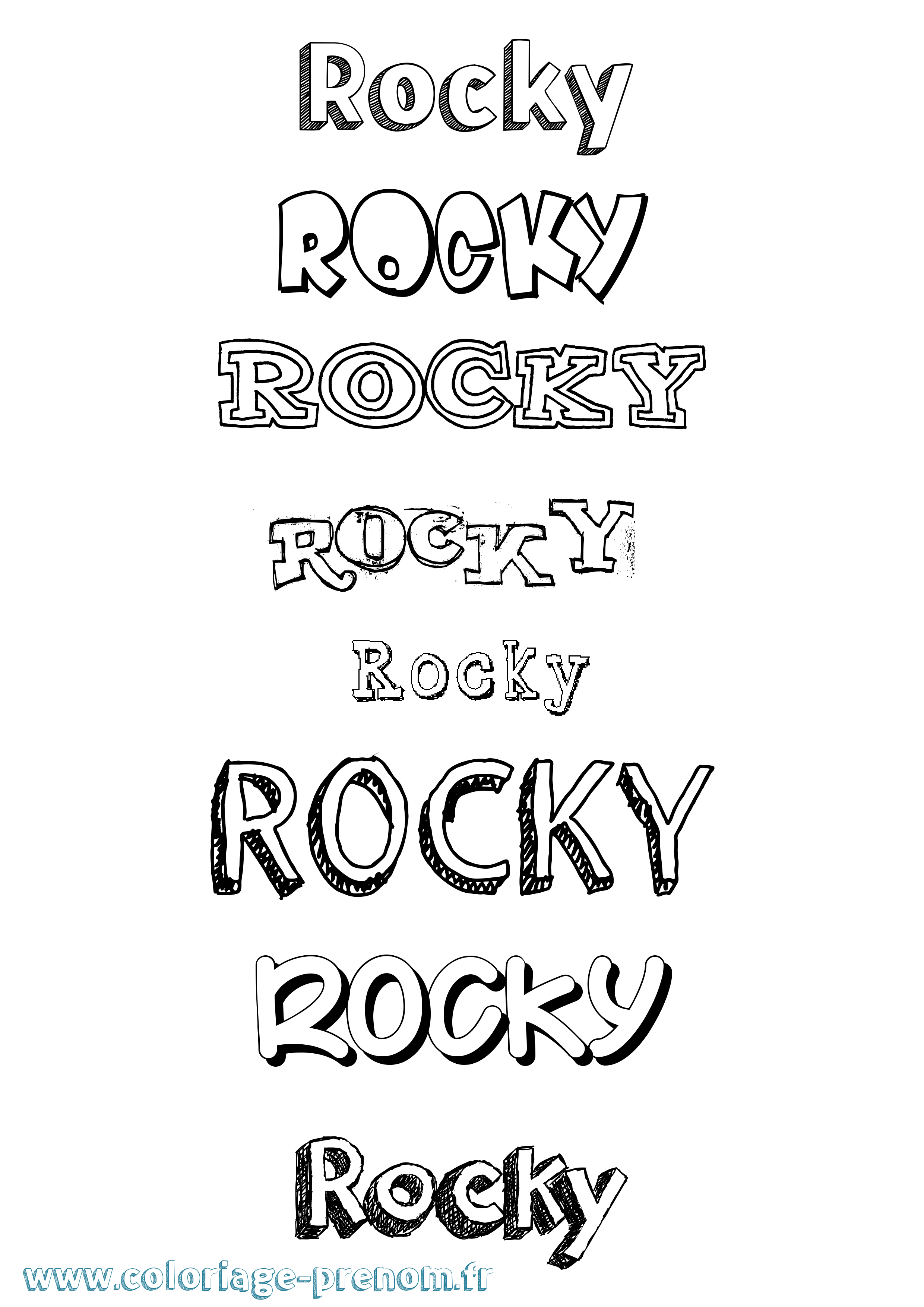 Coloriage prénom Rocky Dessiné