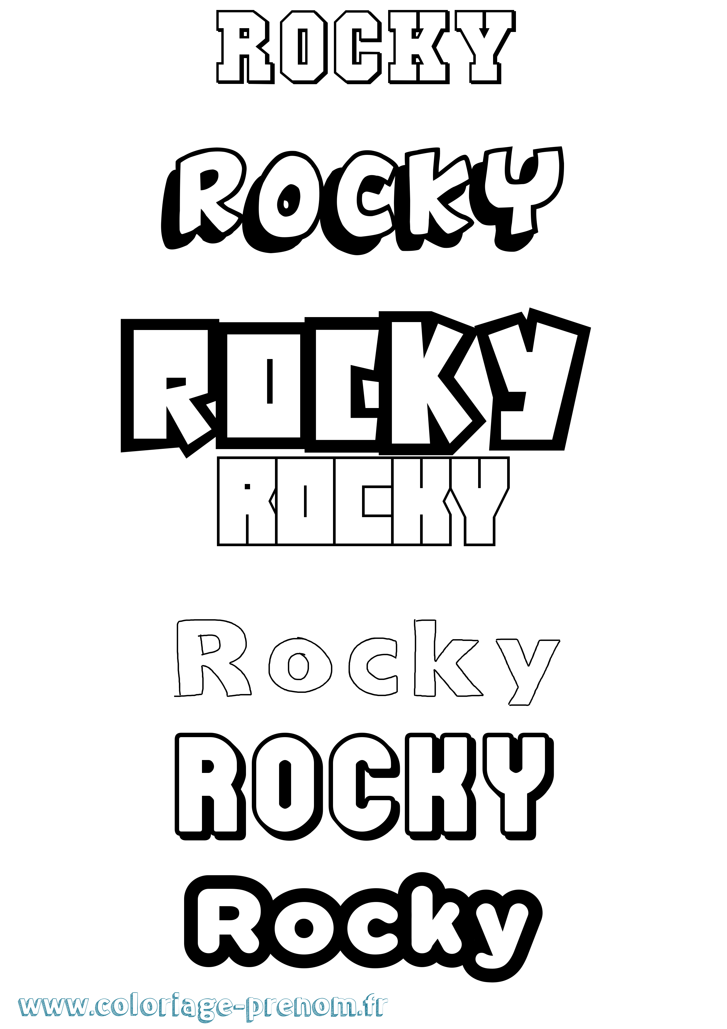 Coloriage prénom Rocky Simple
