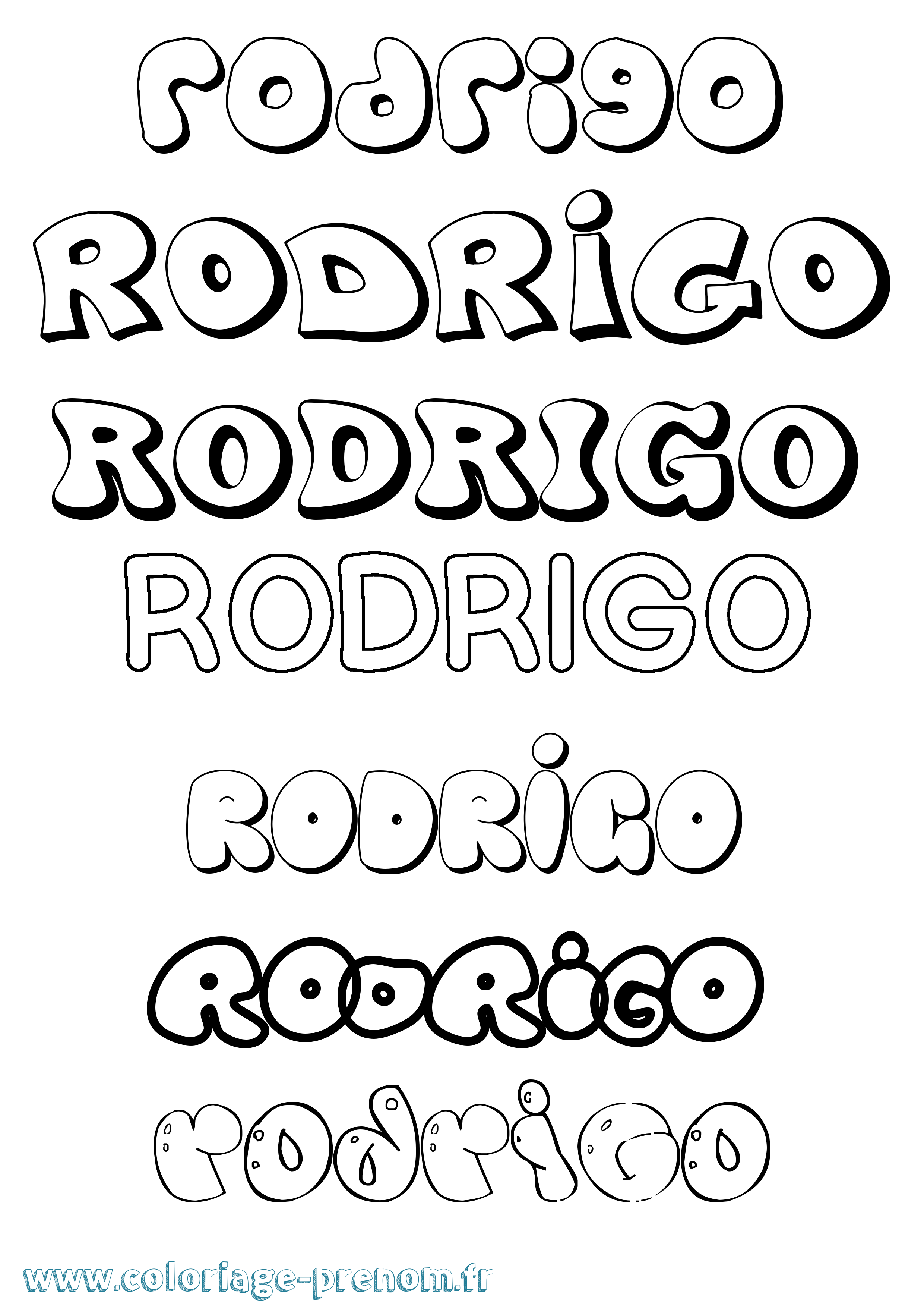 Coloriage prénom Rodrigo Bubble