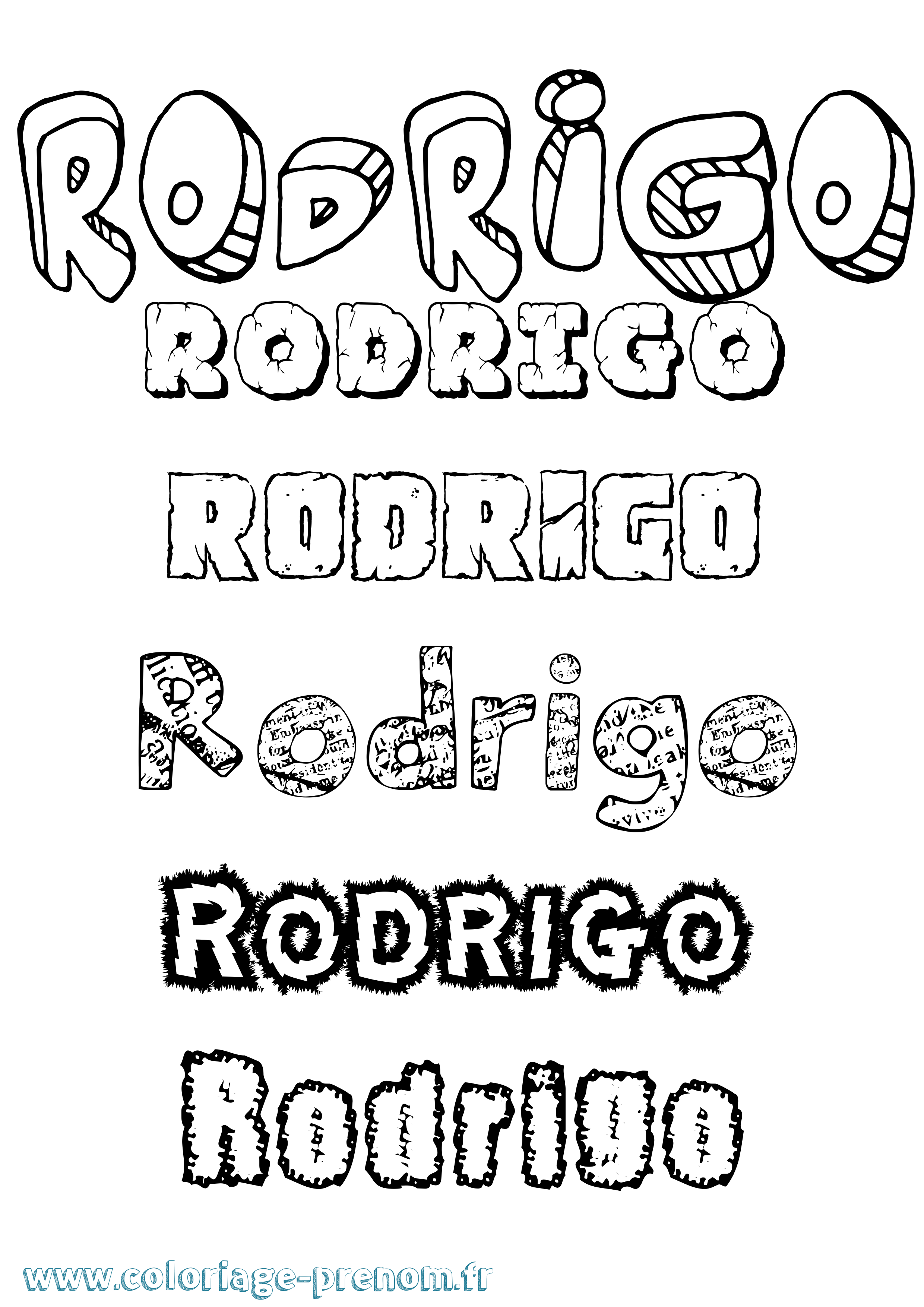 Coloriage prénom Rodrigo Destructuré