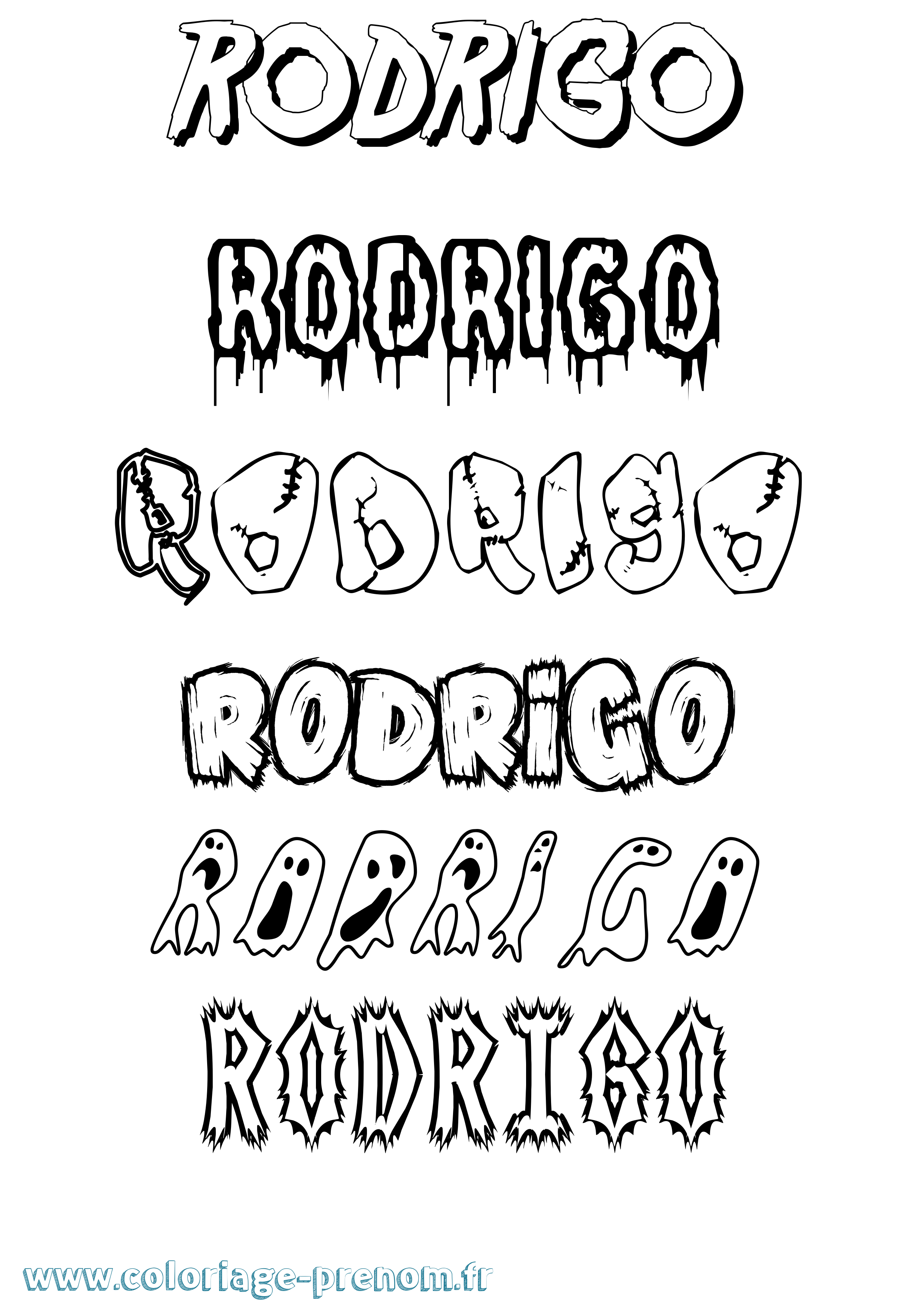 Coloriage prénom Rodrigo Frisson
