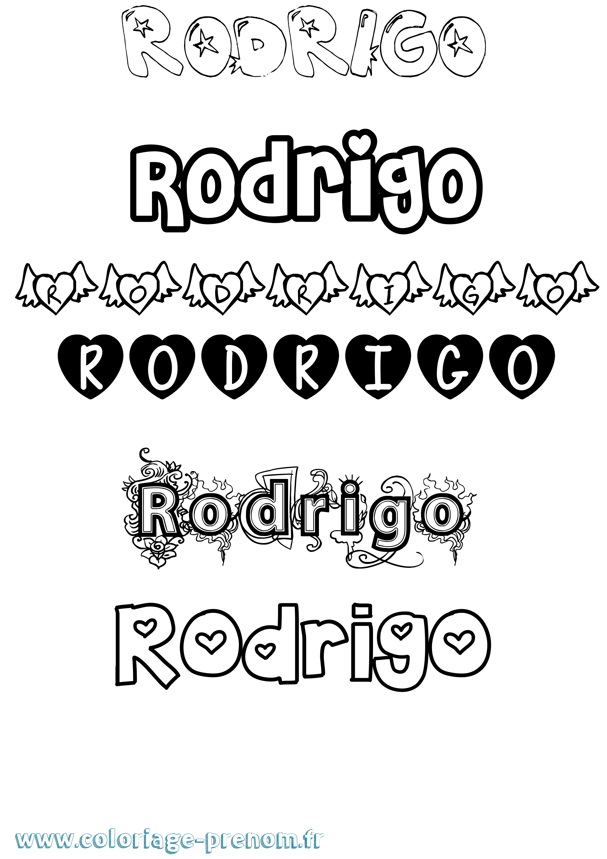 Coloriage prénom Rodrigo Girly