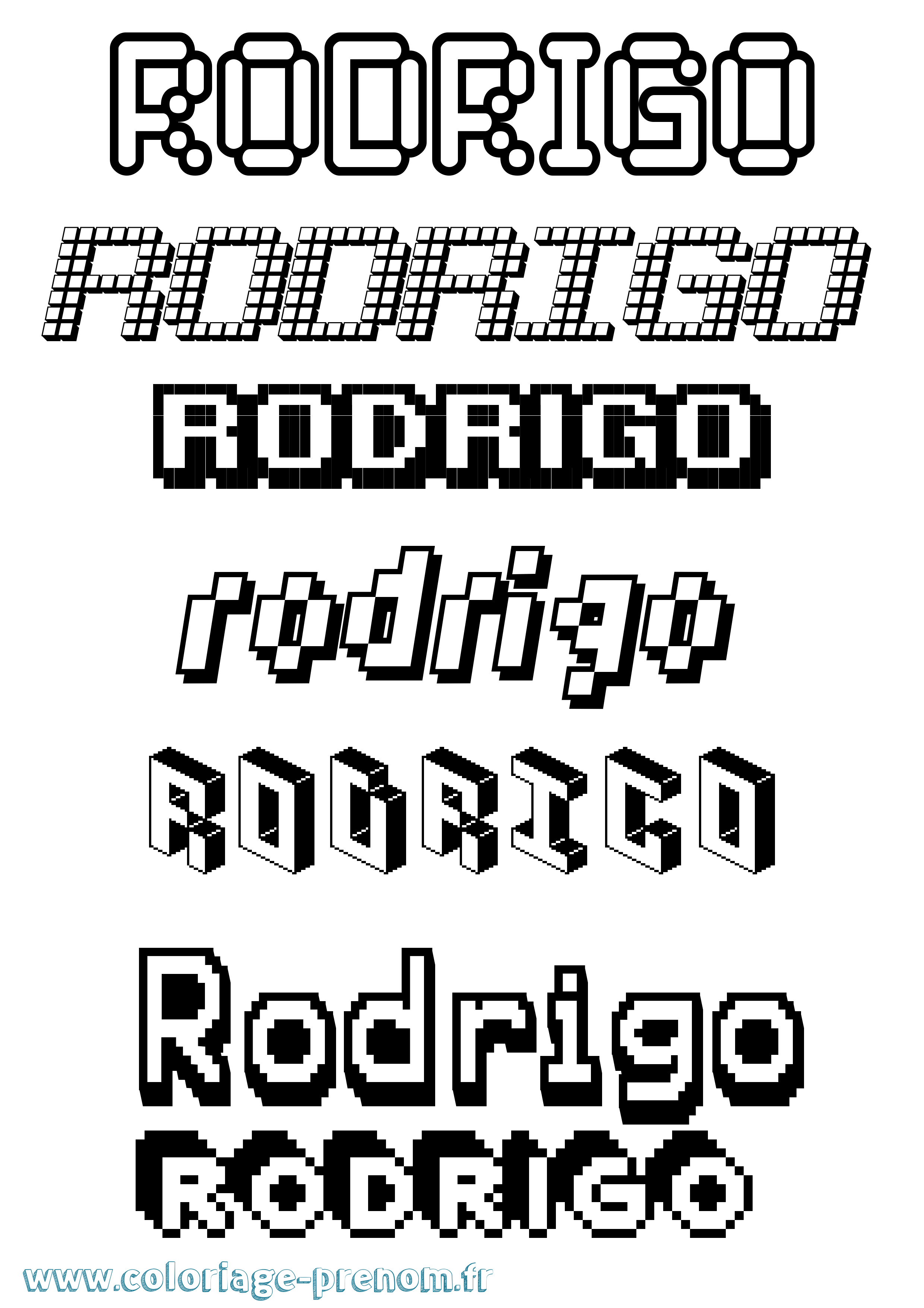 Coloriage prénom Rodrigo Pixel